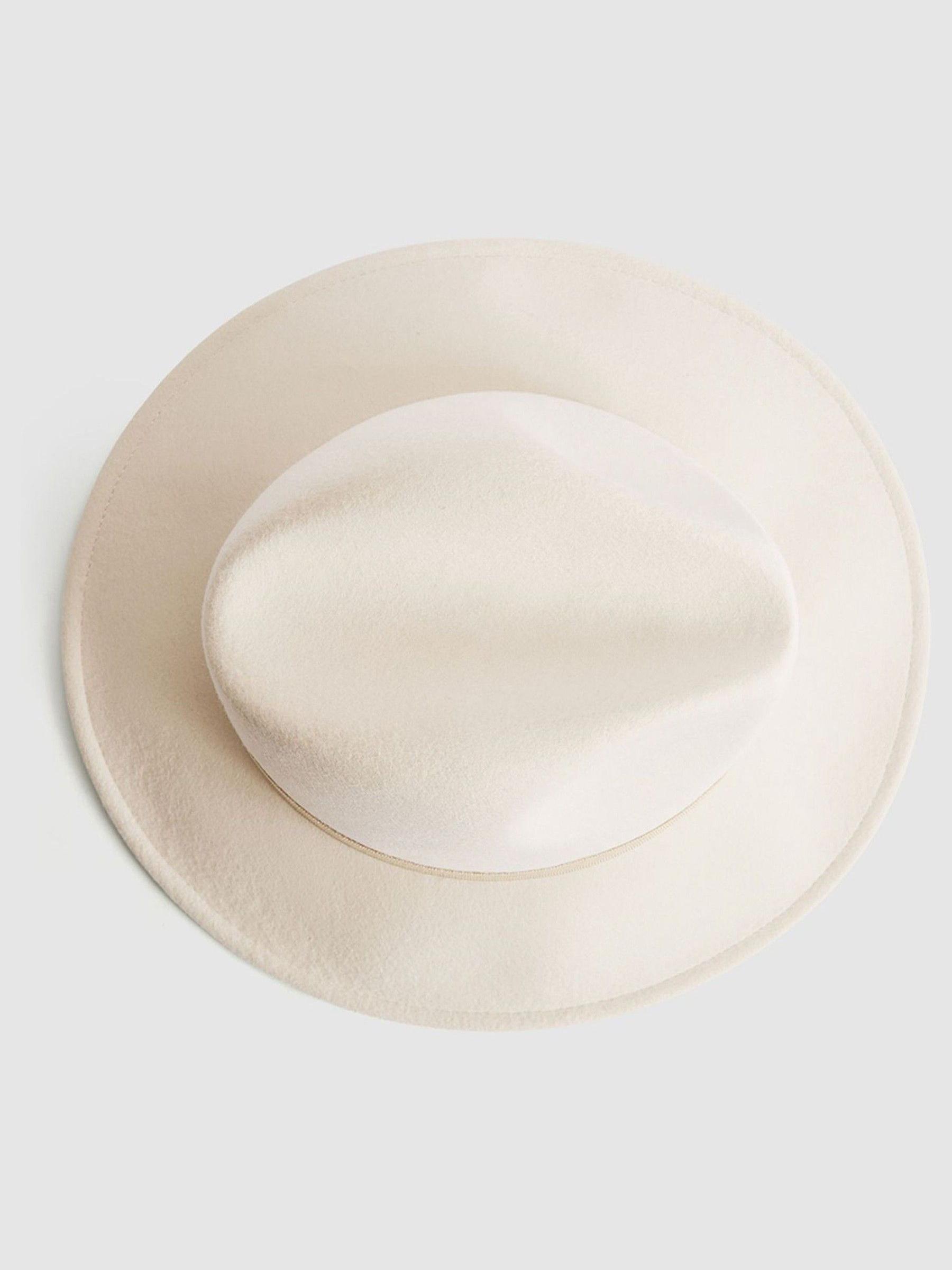 Wool Fedora Hat in Ivory - Image 3 of 5