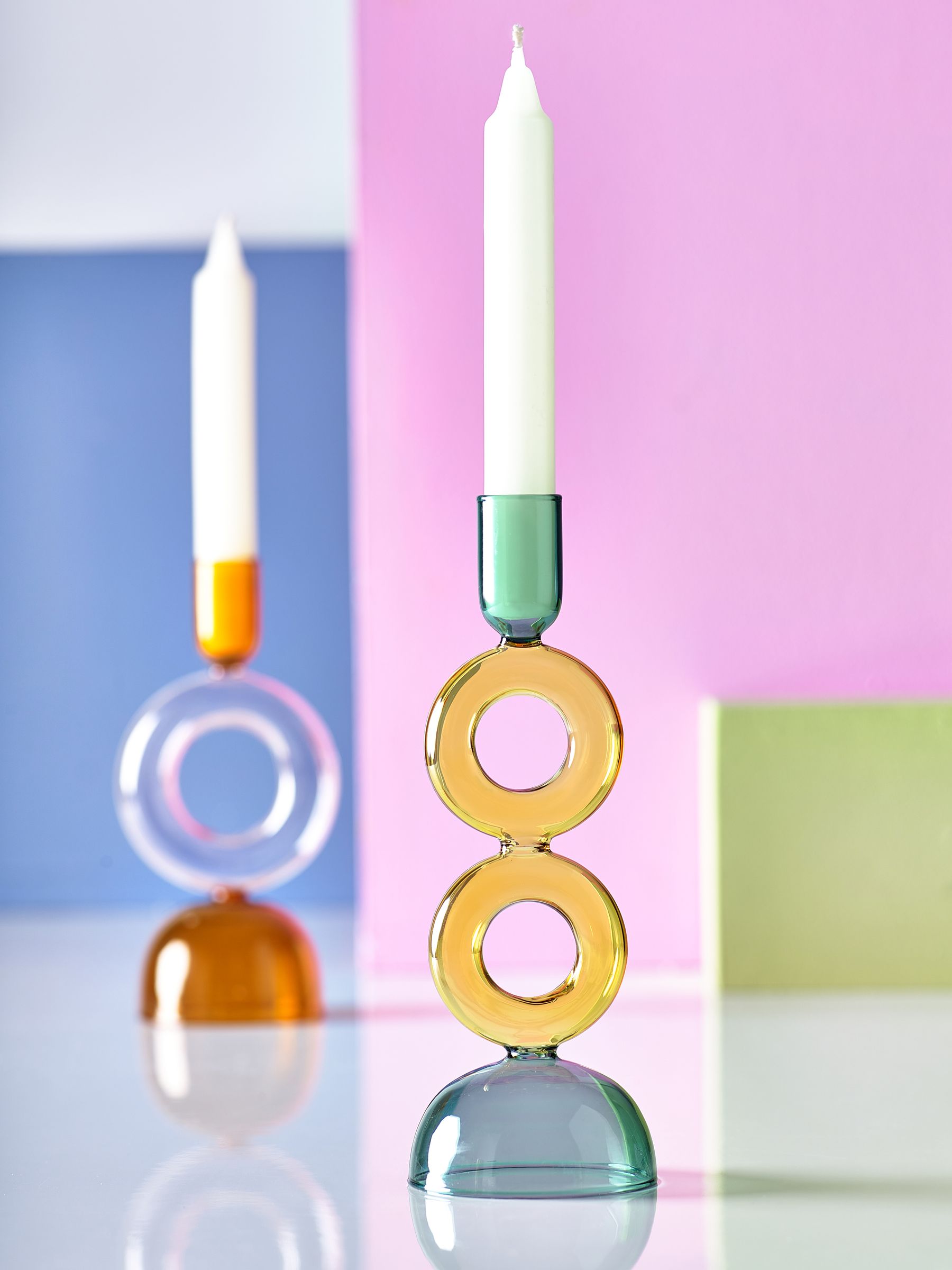 Novogratz Green/Yellow Donut Taper Candle Holder - Image 4 of 6