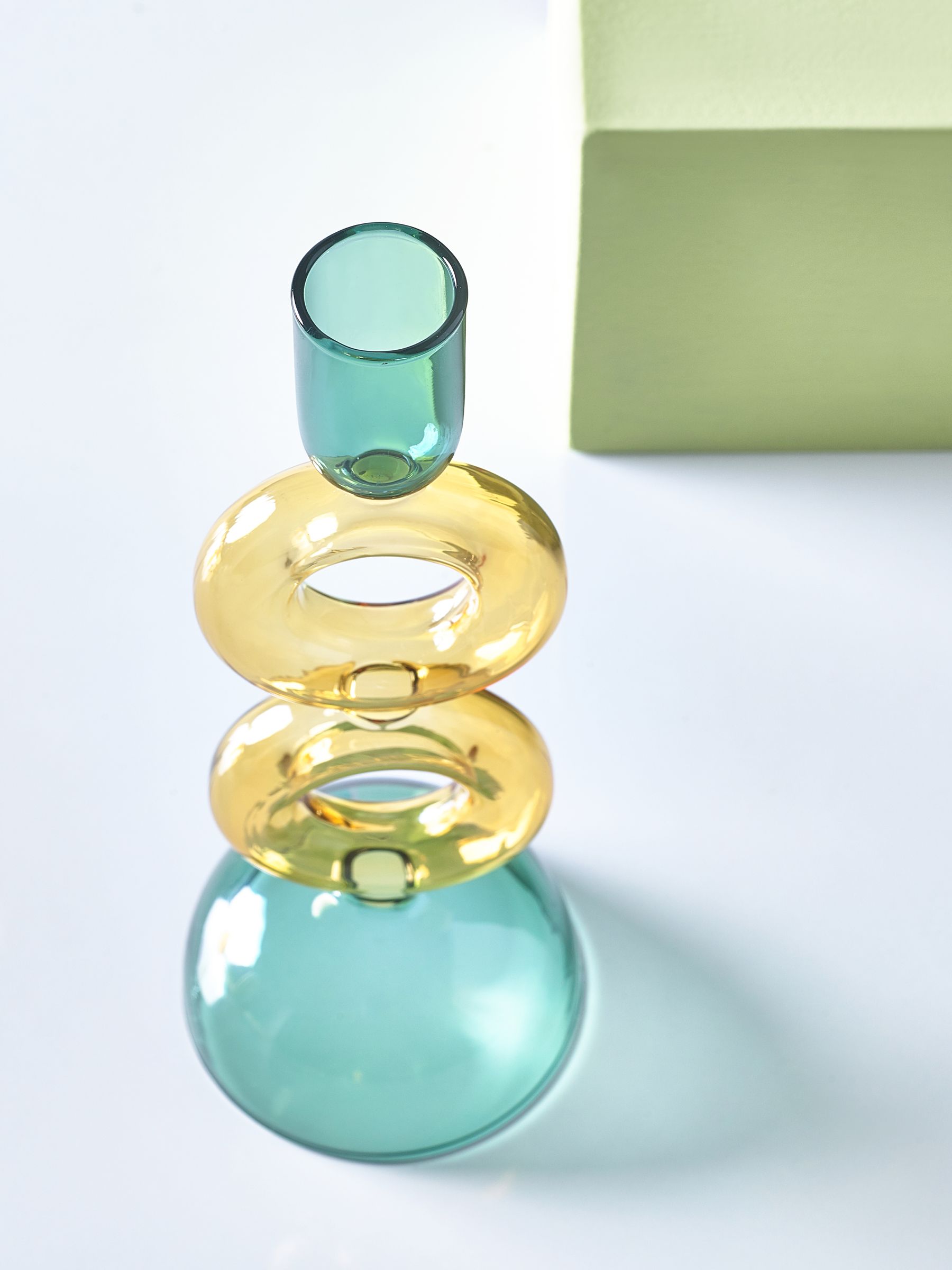 Novogratz Green/Yellow Donut Taper Candle Holder - Image 6 of 6