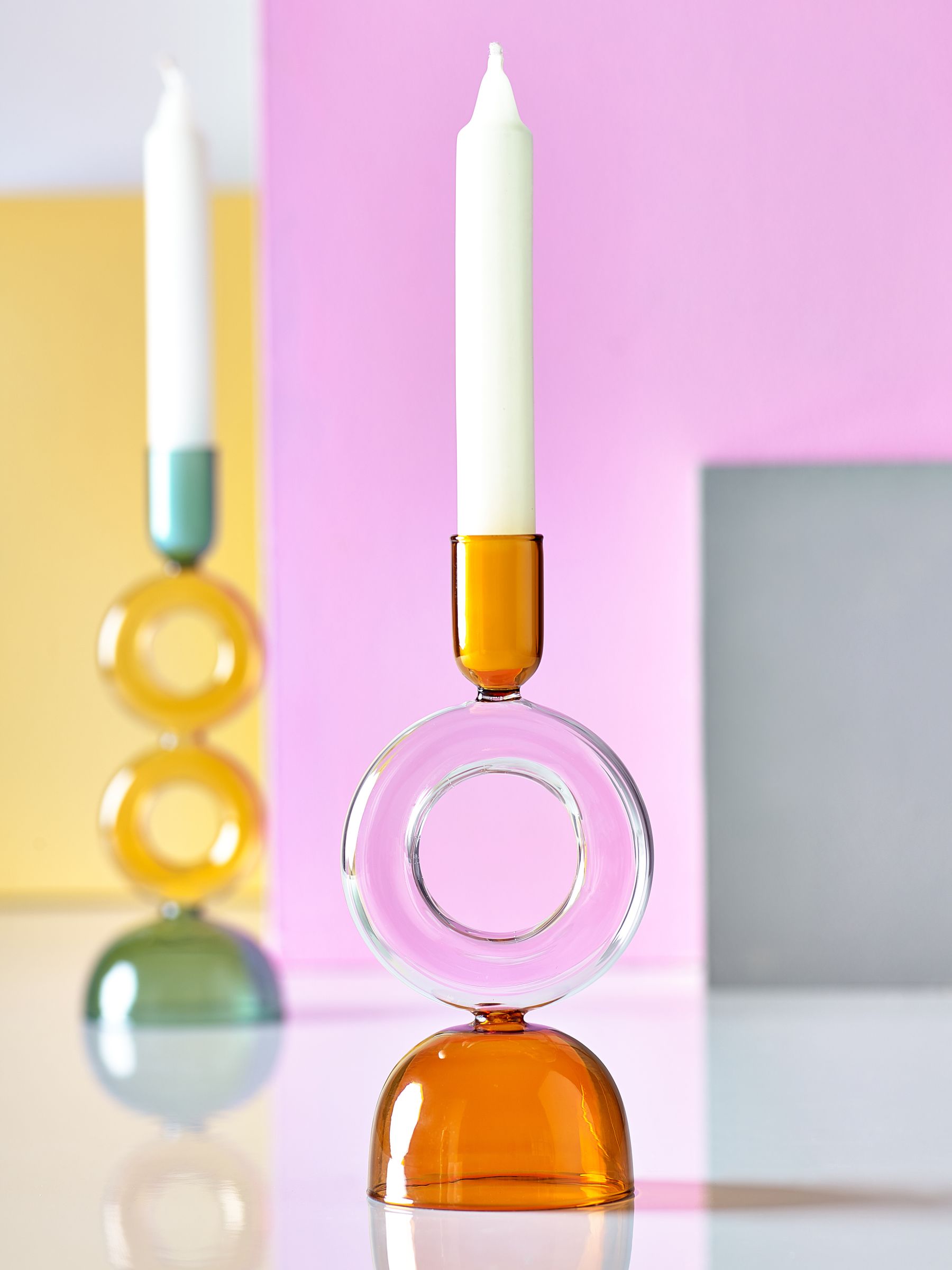 Novogratz Pink/Orange Donut Taper Candle Holder - Image 2 of 4