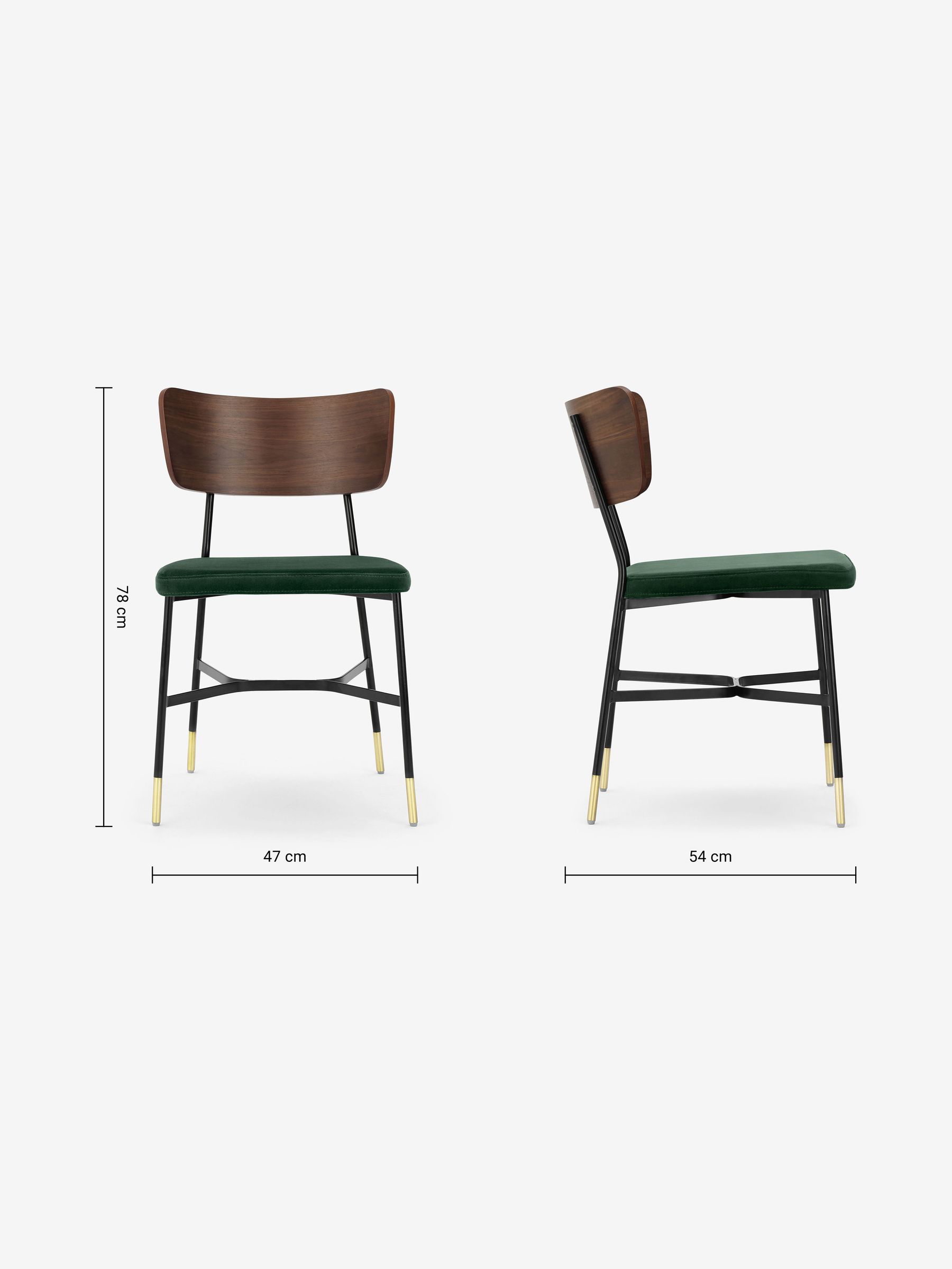 Set of 2 Amalyn Dining Chairs in Velvet in Green - Image 4 of 4
