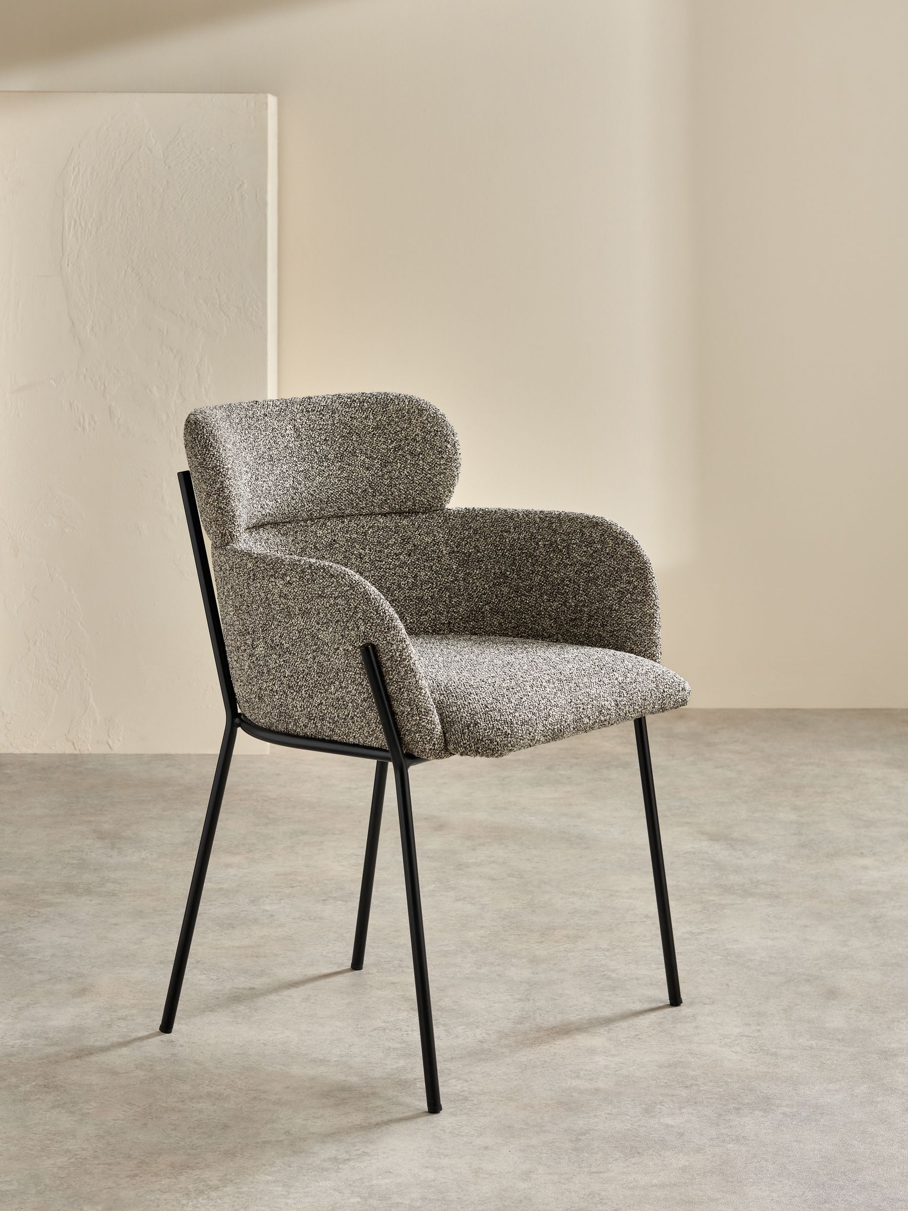 Ezra Dining Chair in Grey Marl Boucle - Image 2 of 6