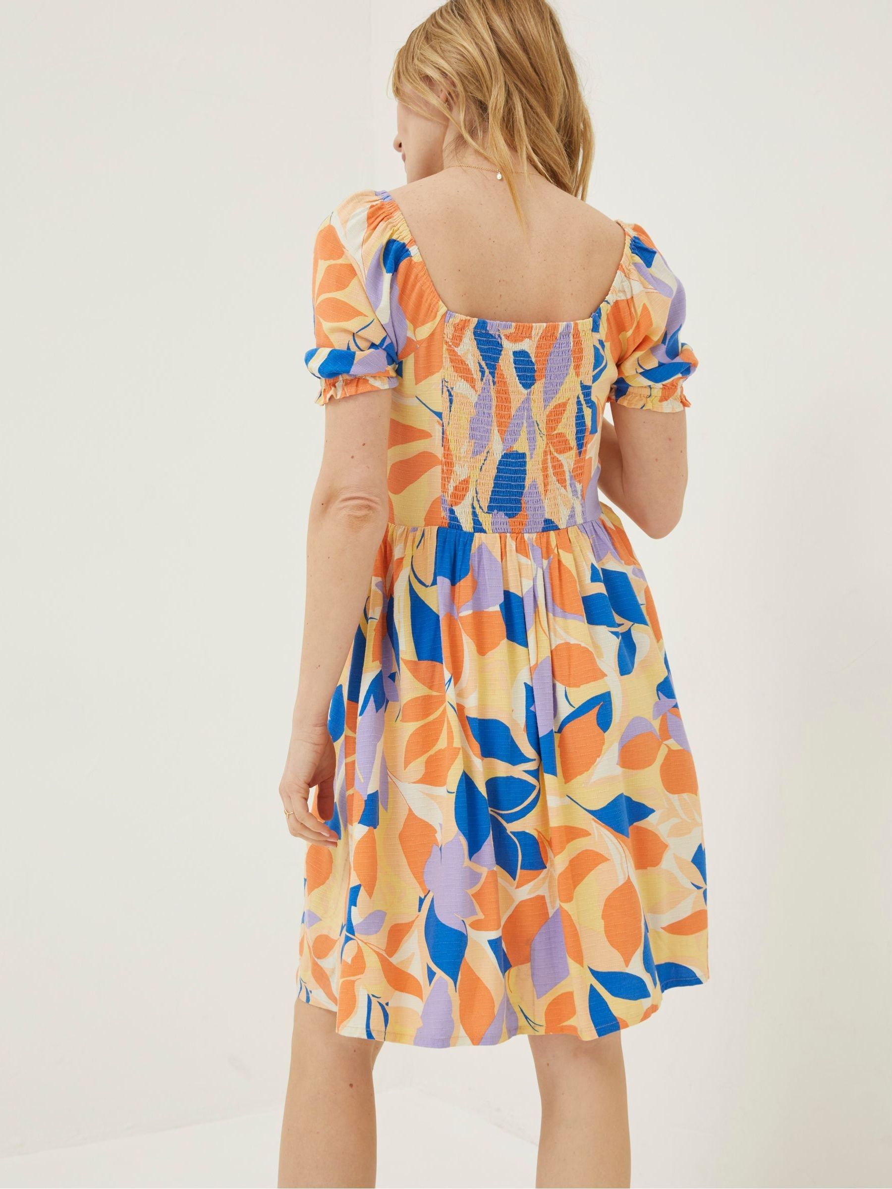 fatface orange dress Jocelyn Orange Tropical Floral Midi Dress