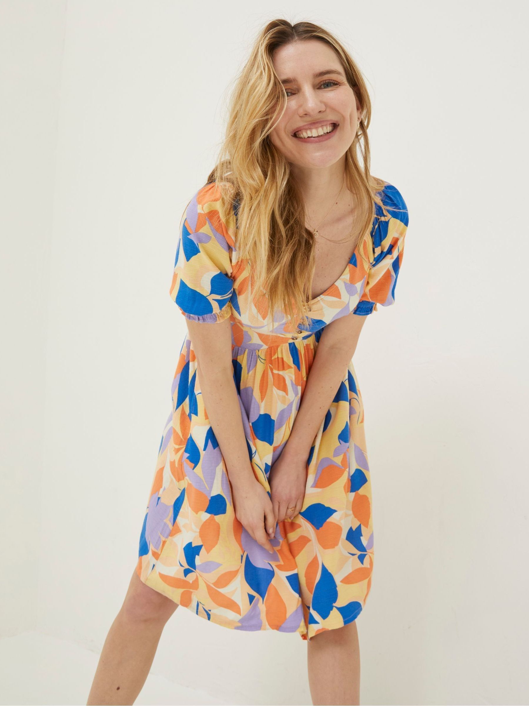 Orange Aideen Stencil Floral Dress - Image 3 of 5