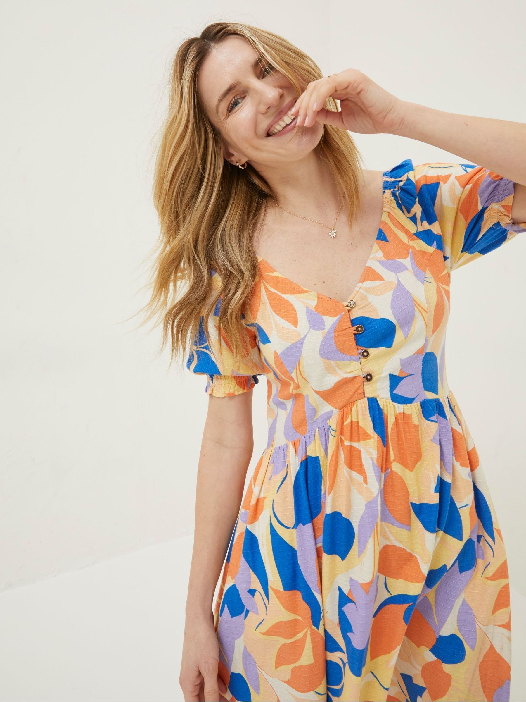 Orange Aideen Stencil Floral Dress - Image 4 of 5