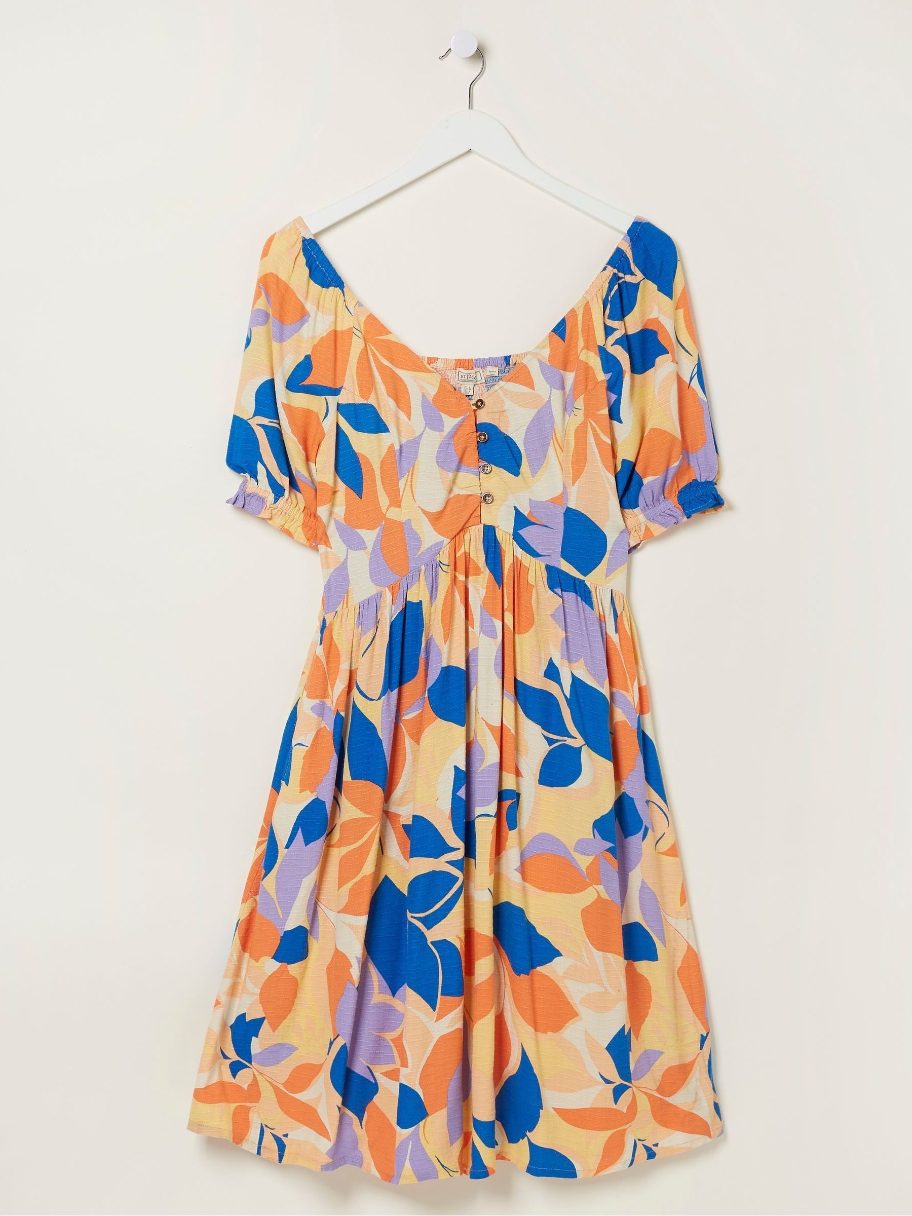 fat face orange dress Jocelyn Orange Tropical Floral Midi Dress