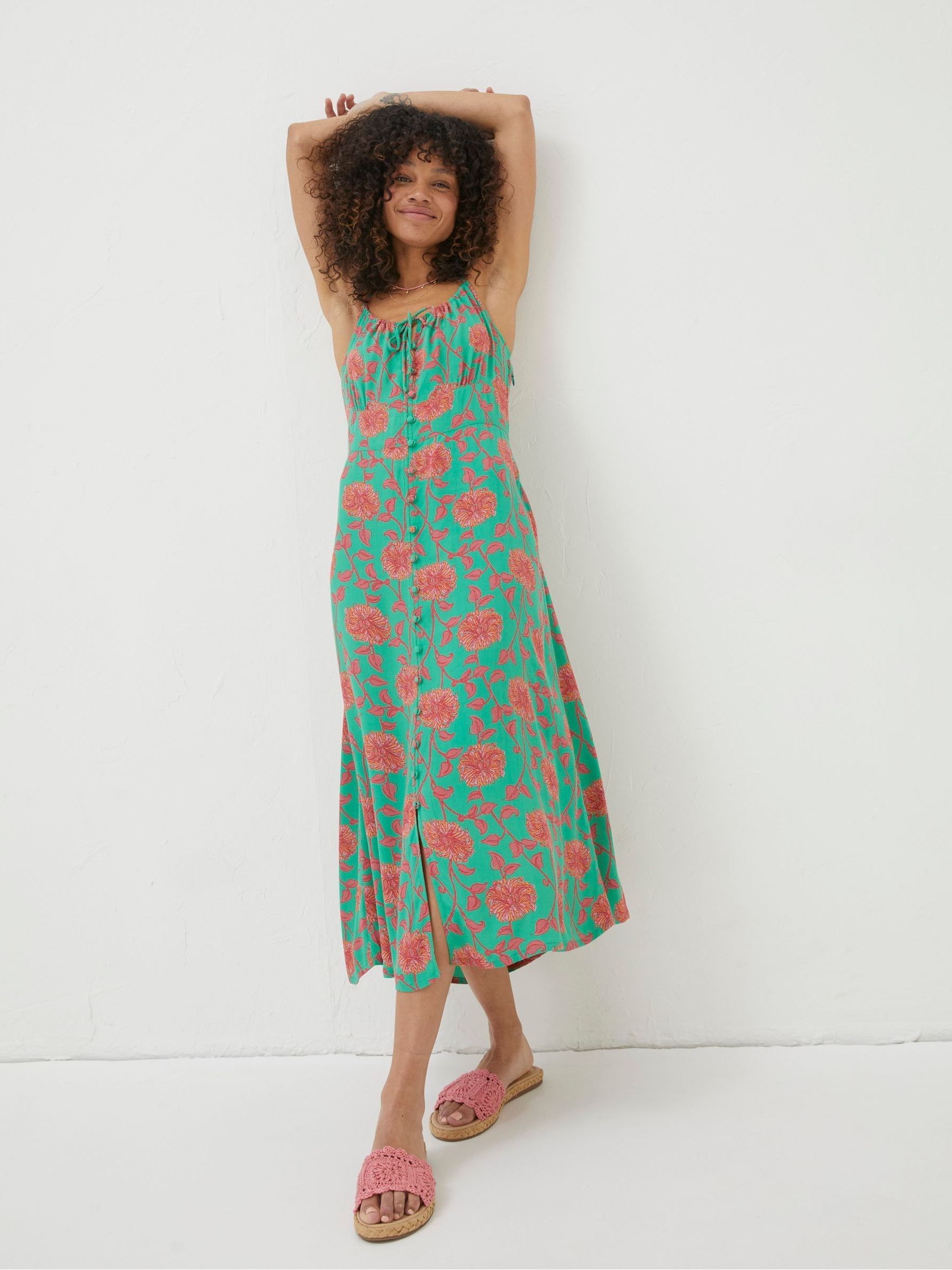 Green Ariel Bali Blooms Midi Dress - Image 1 of 5