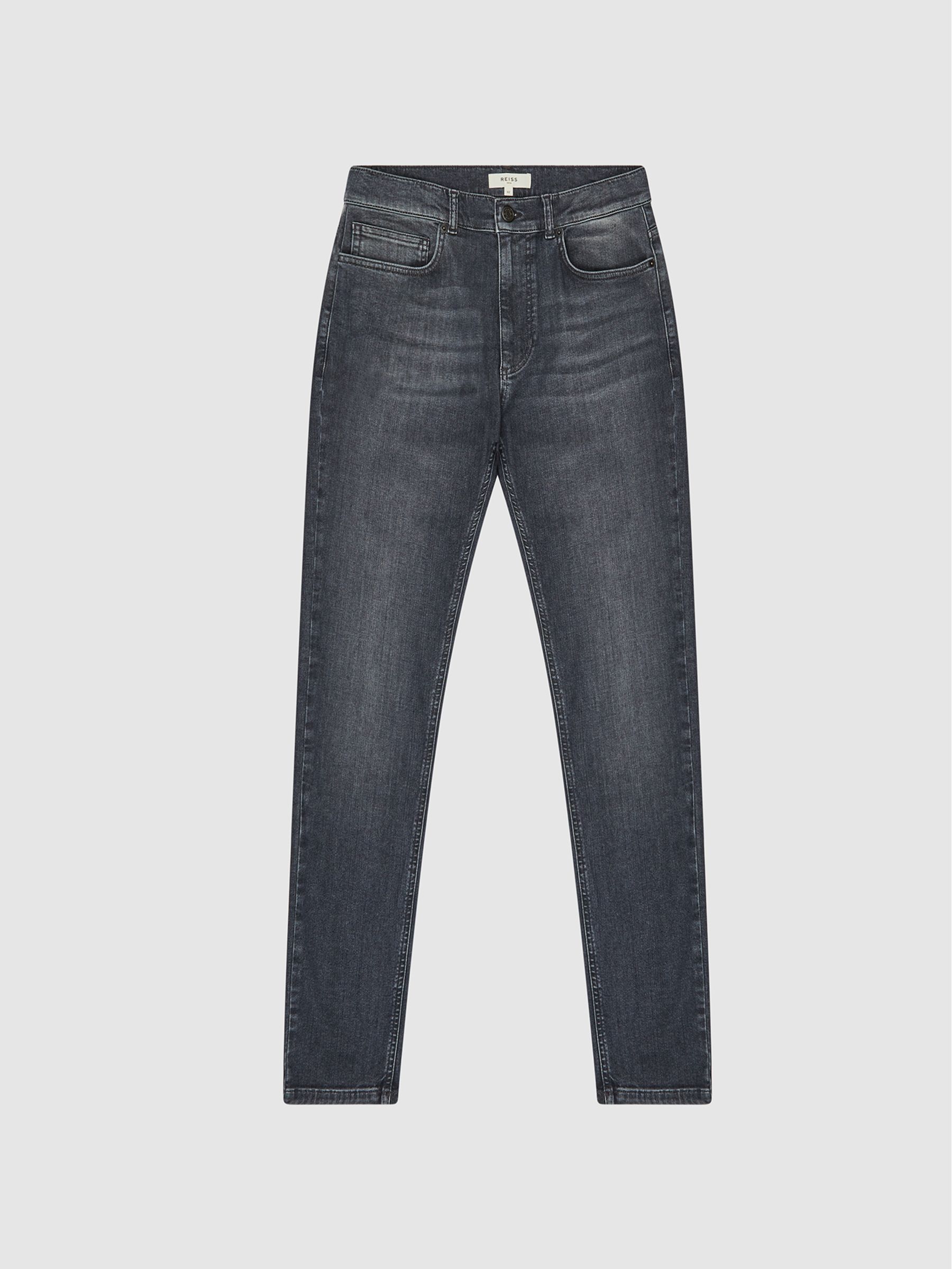 Slim Fit Washed Jeans in Washed Grey - Image 2 of 5