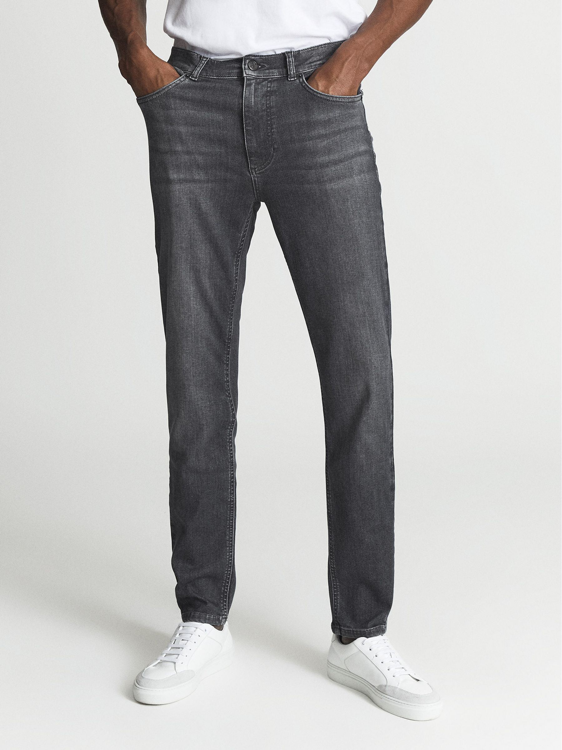 Slim Fit Washed Jeans in Washed Grey - Image 3 of 5