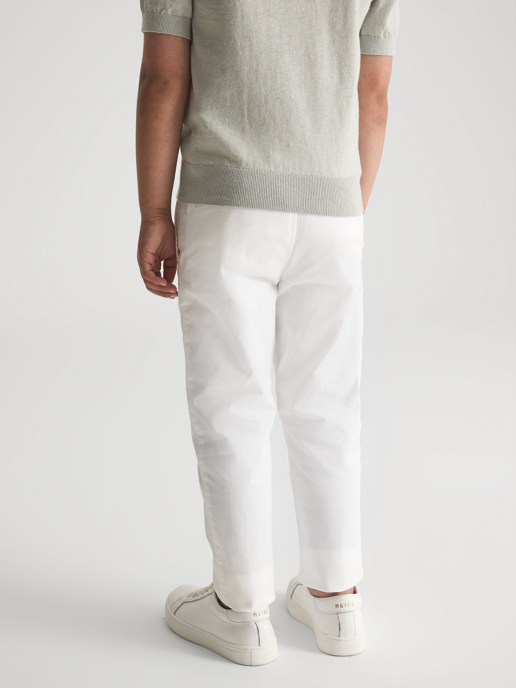 Slim Fit Casual Chinos in White - Image 3 of 6