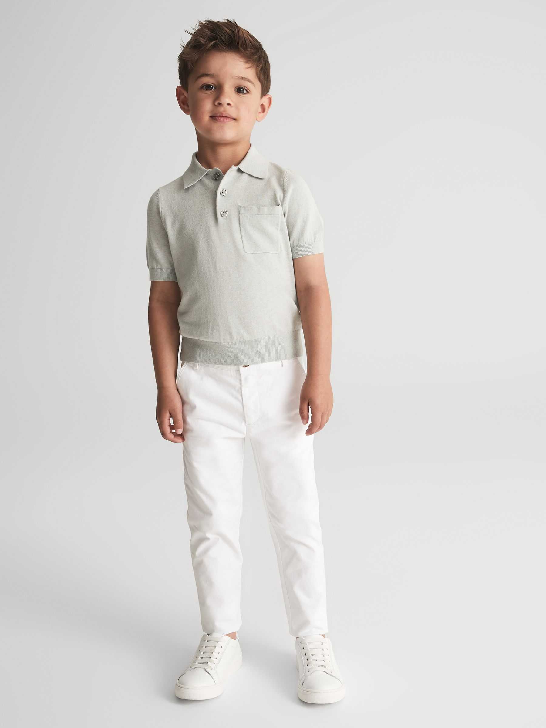Slim Fit Casual Chinos in White - Image 4 of 6