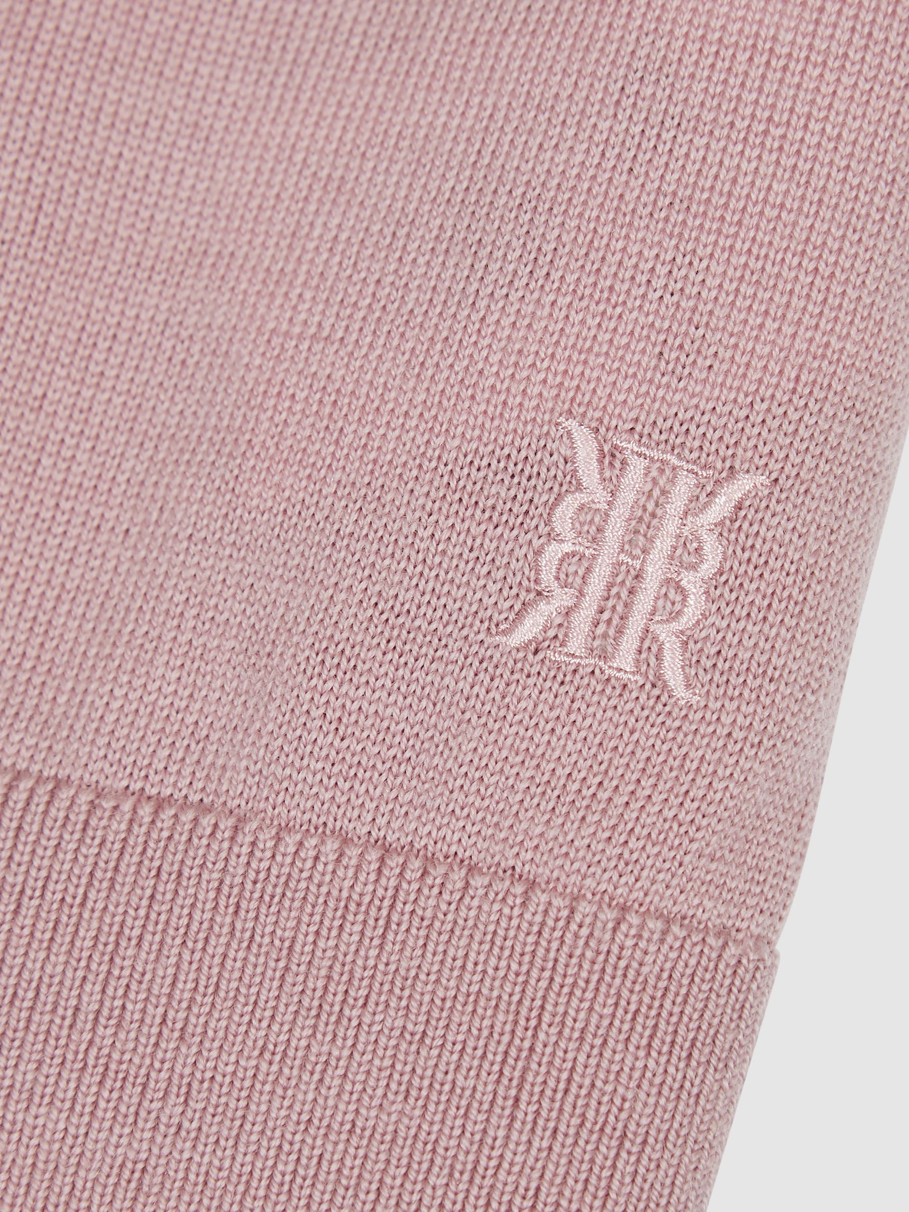 Merino Zip Neck Polo T-Shirt in Dusty Rose - Image 6 of 6