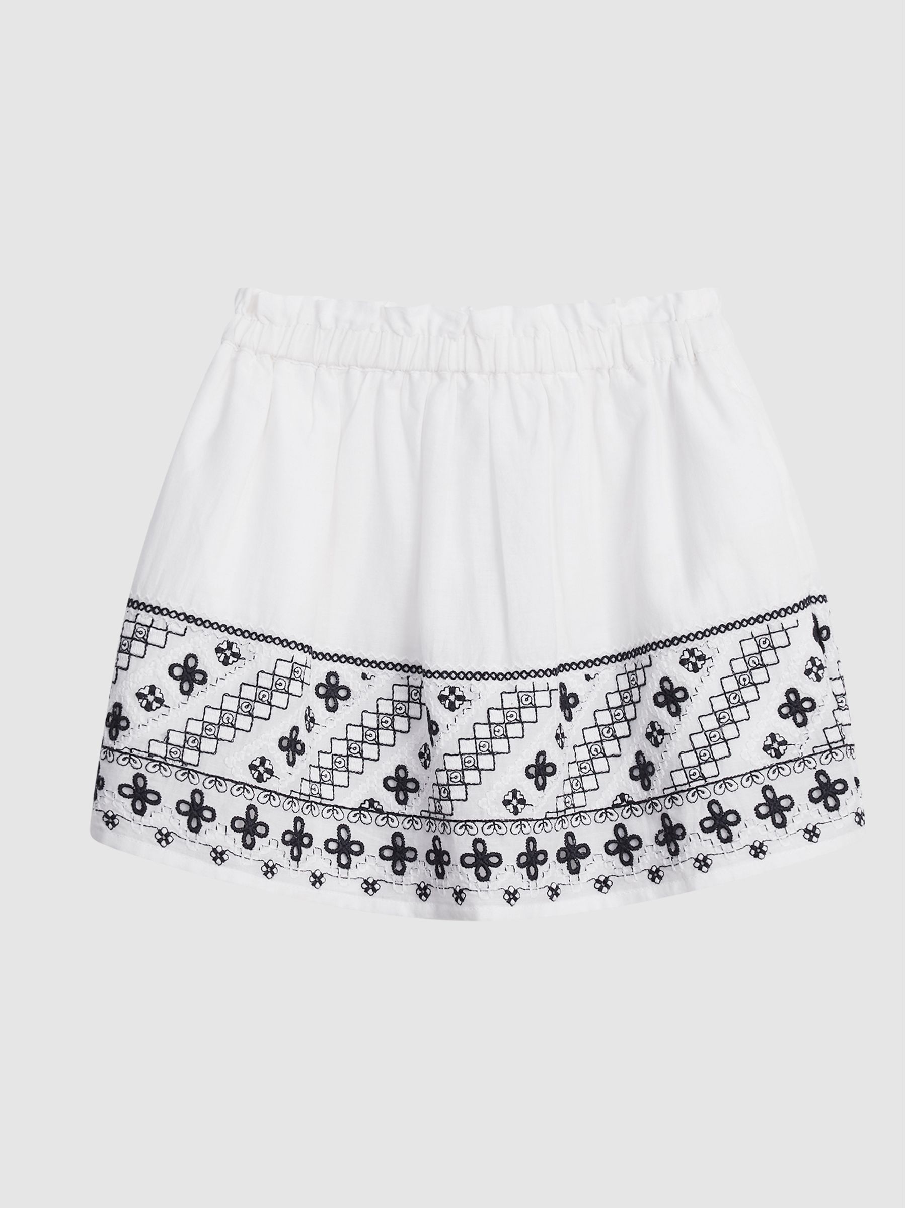 Embroidered Mini Skirt in White - 圖片 2/4