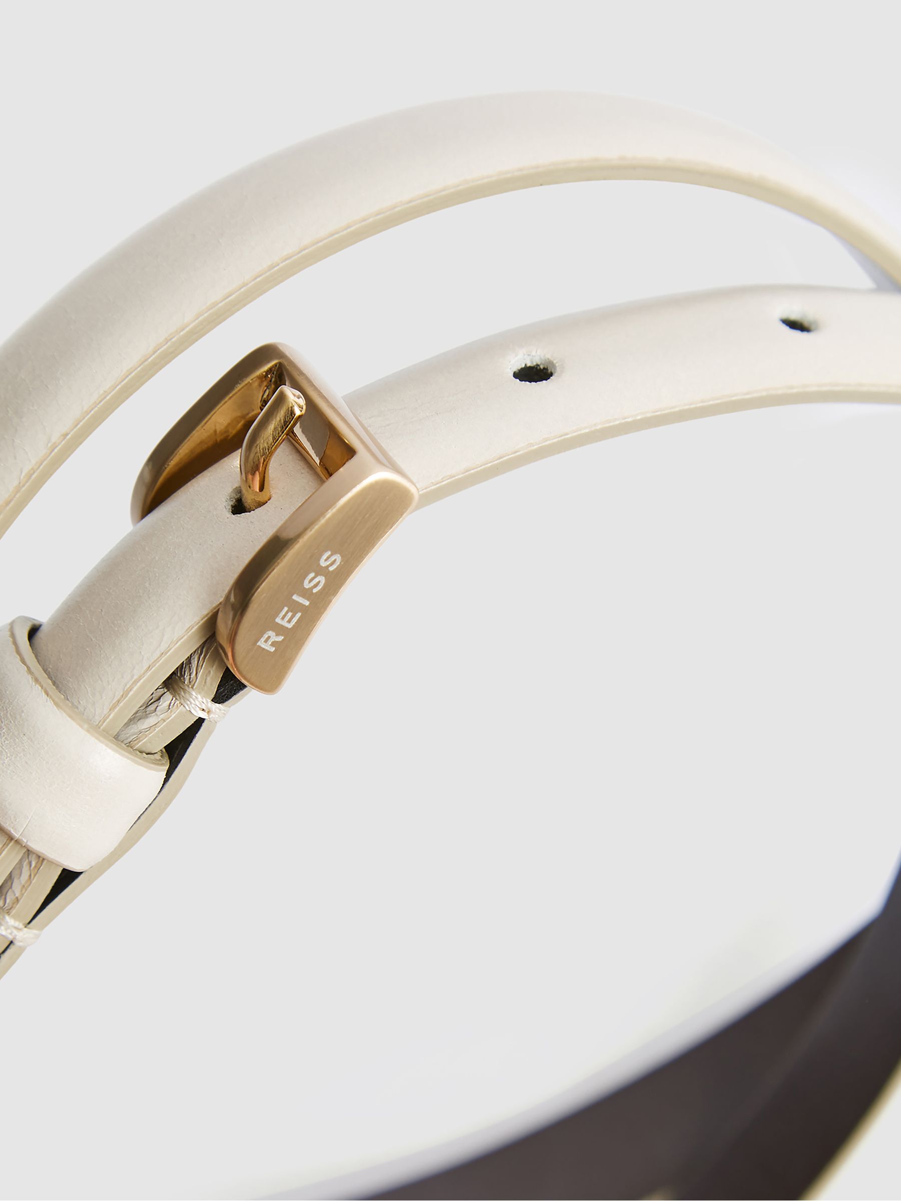 Thin Leather Belt in Off White - Image 5 of 6