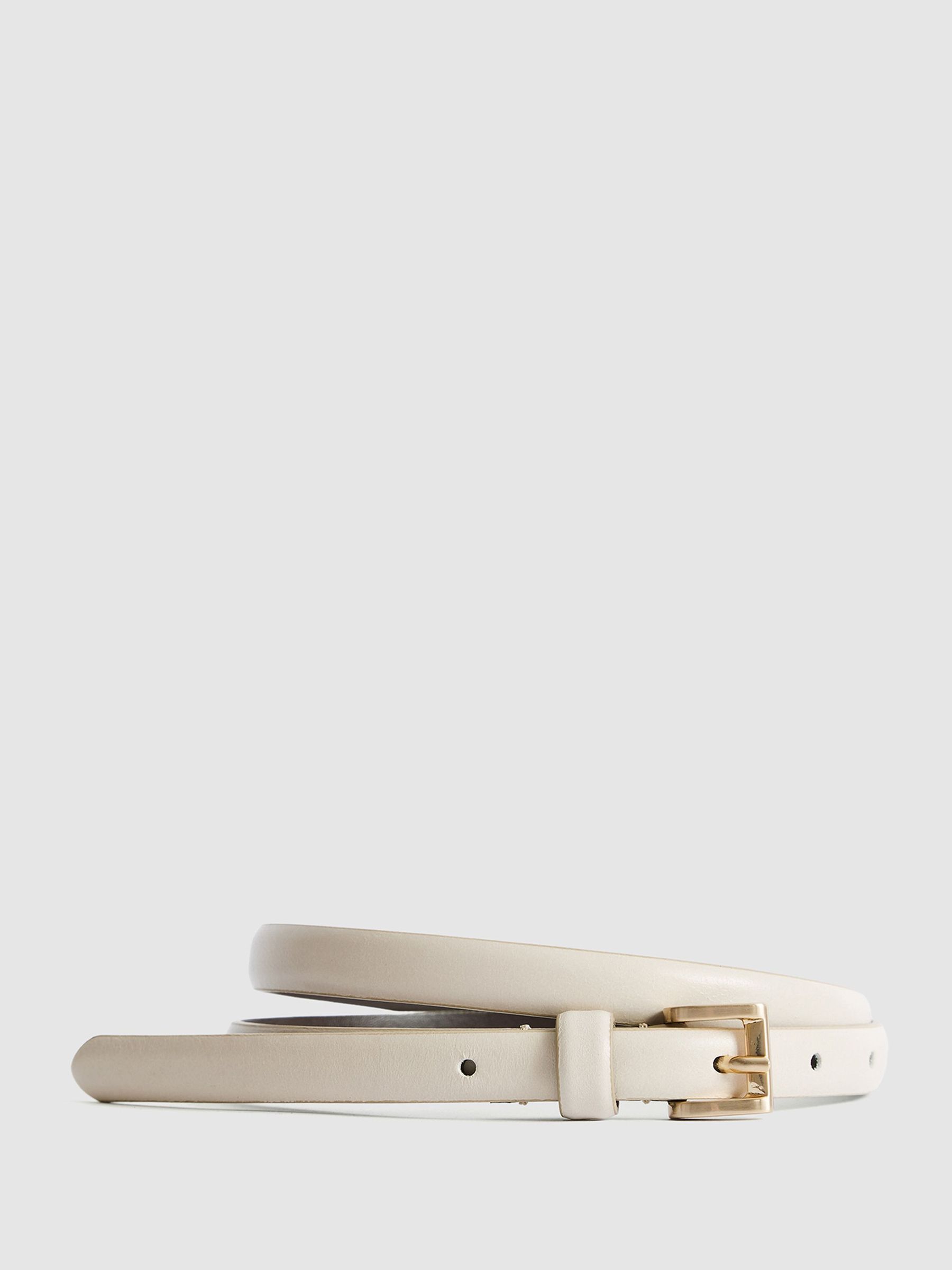 Thin Leather Belt in Off White - Image 6 of 6