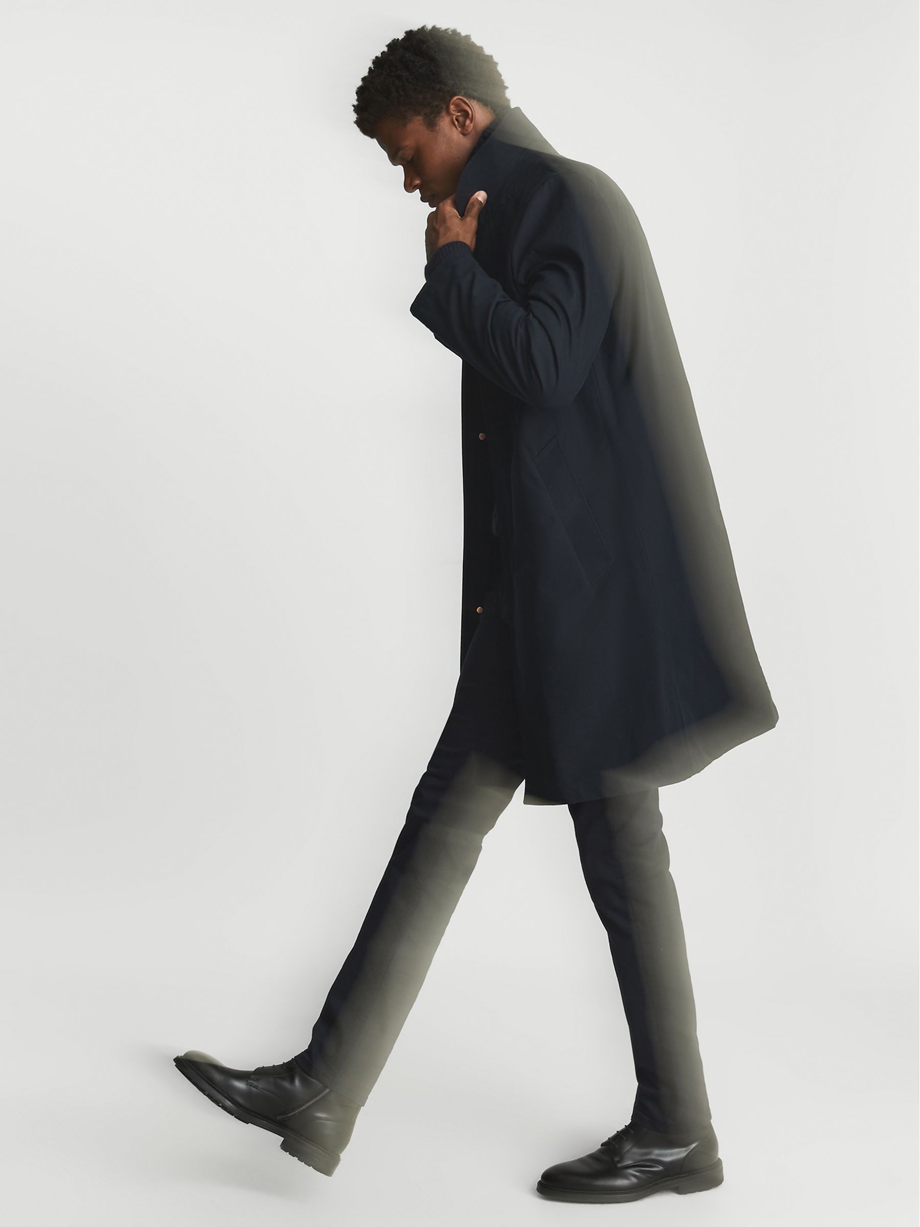 Private White V.c. Coat in Navy - Image 3 of 6