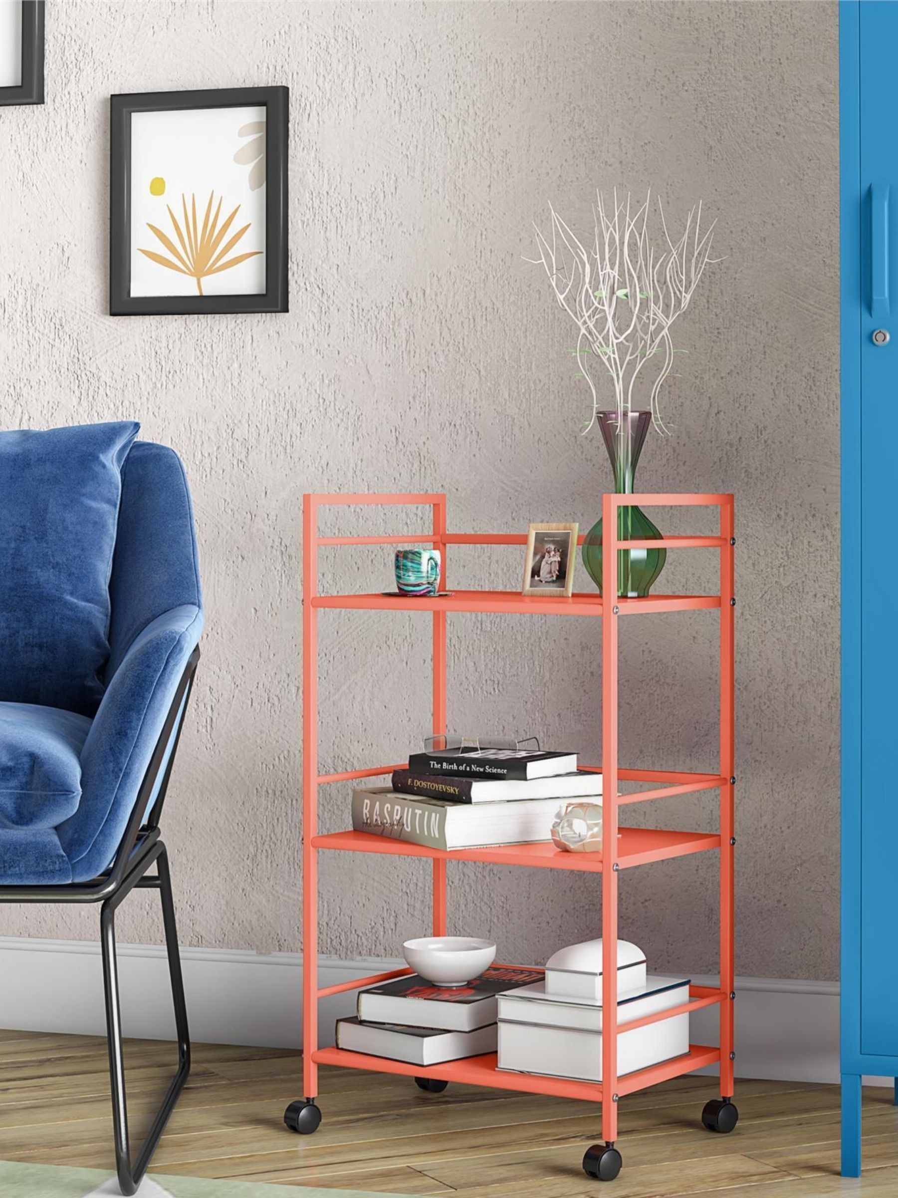 Novogratz Orange Cache Metal Rolli Cart - Image 3 of 3