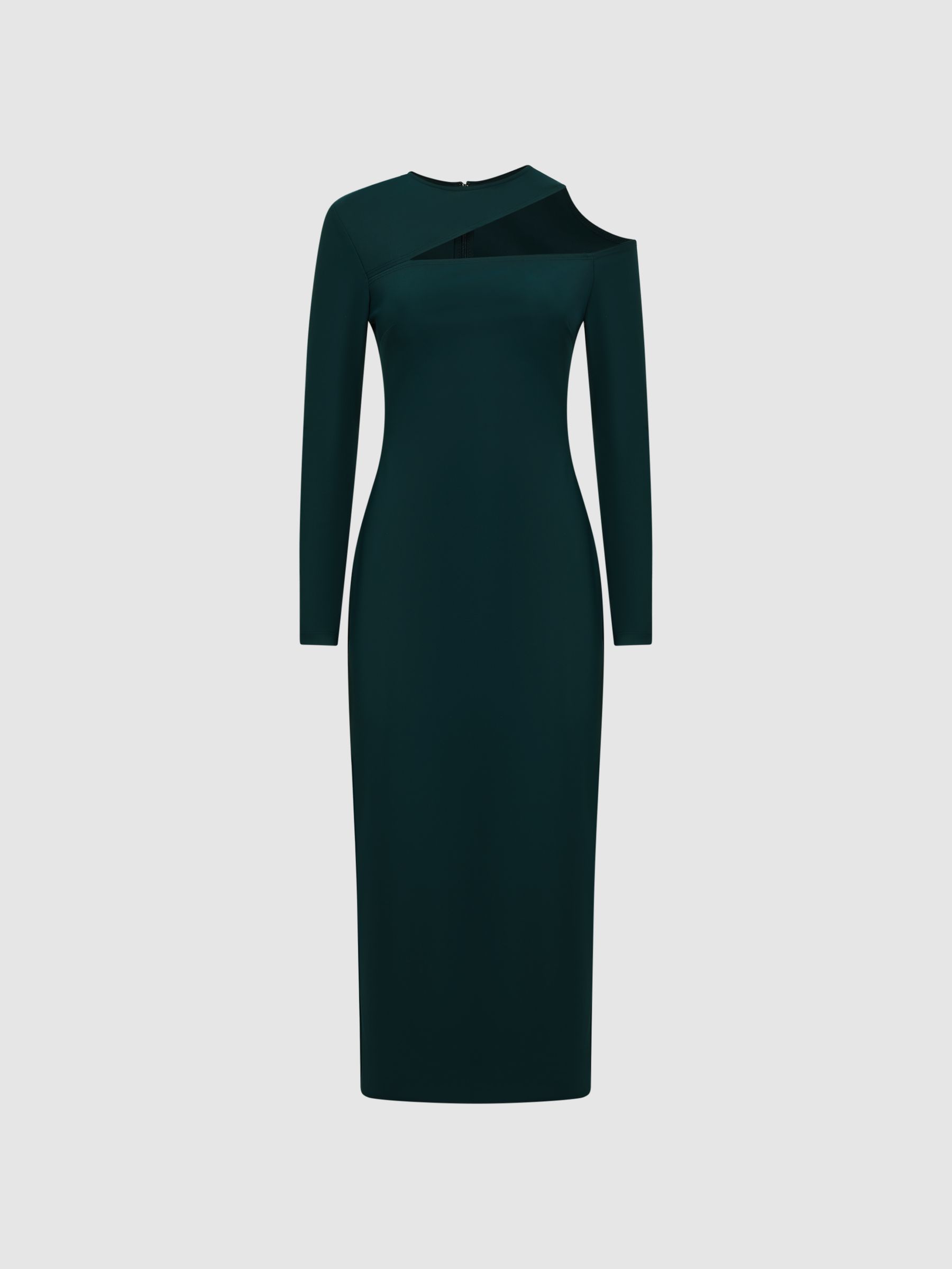 Reiss Bodycon Off-The-Shoulder Midi Dress in Teal | REISS