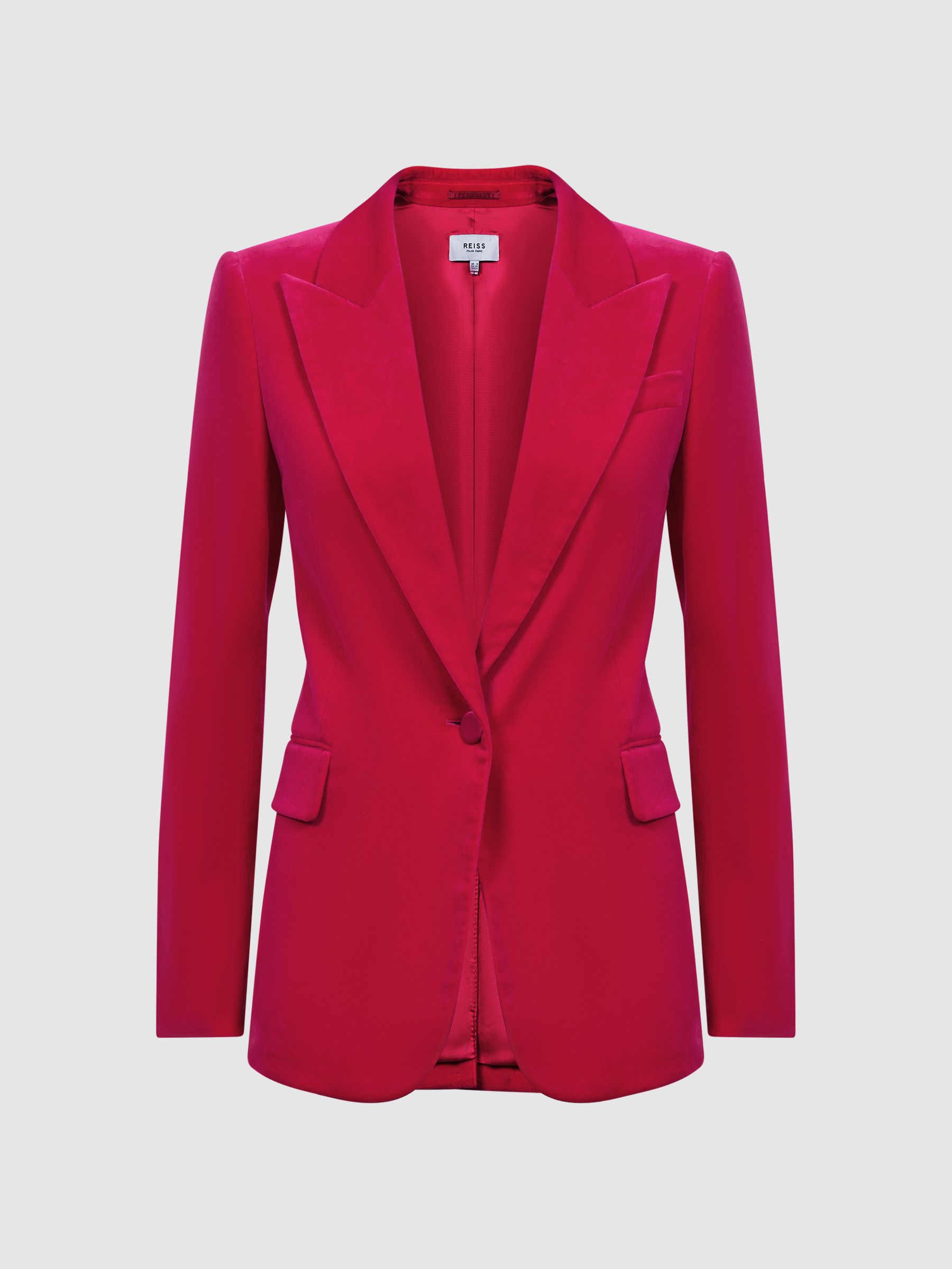 Petite Velvet Single Breasted Suit Blazer in Pink - Image 2 of 8