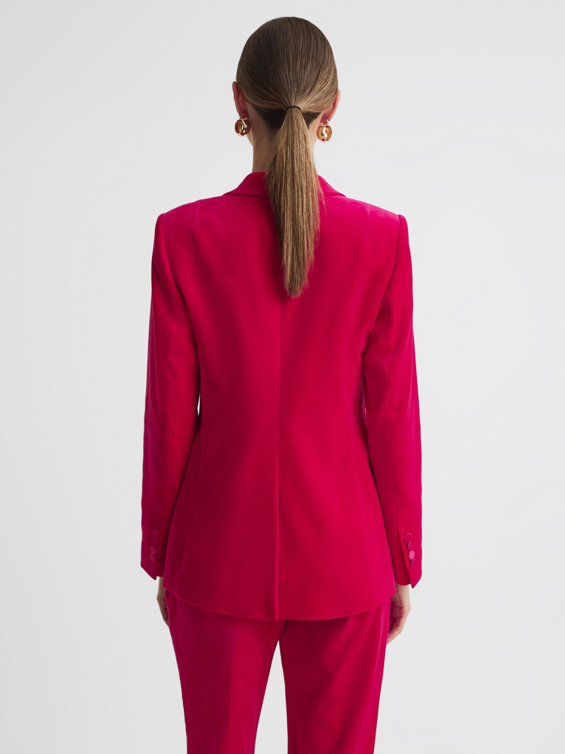 Petite Velvet Single Breasted Suit Blazer in Pink - Image 4 of 8