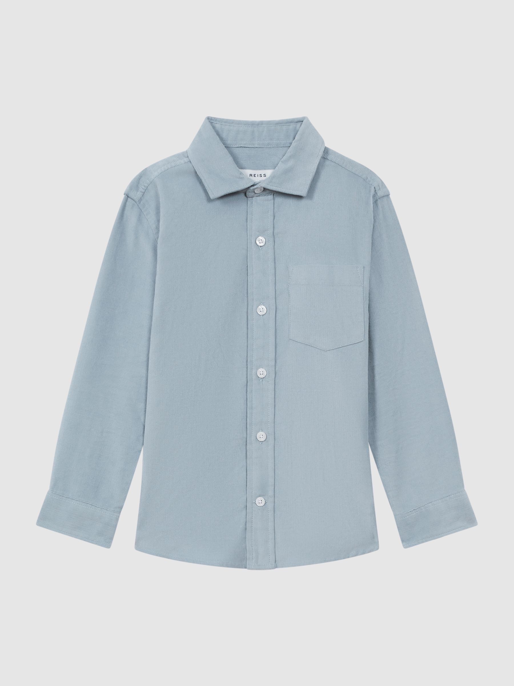 3-9 yrs Corduroy Cutaway Collar Shirt in Soft Blue - Image 2 of 6