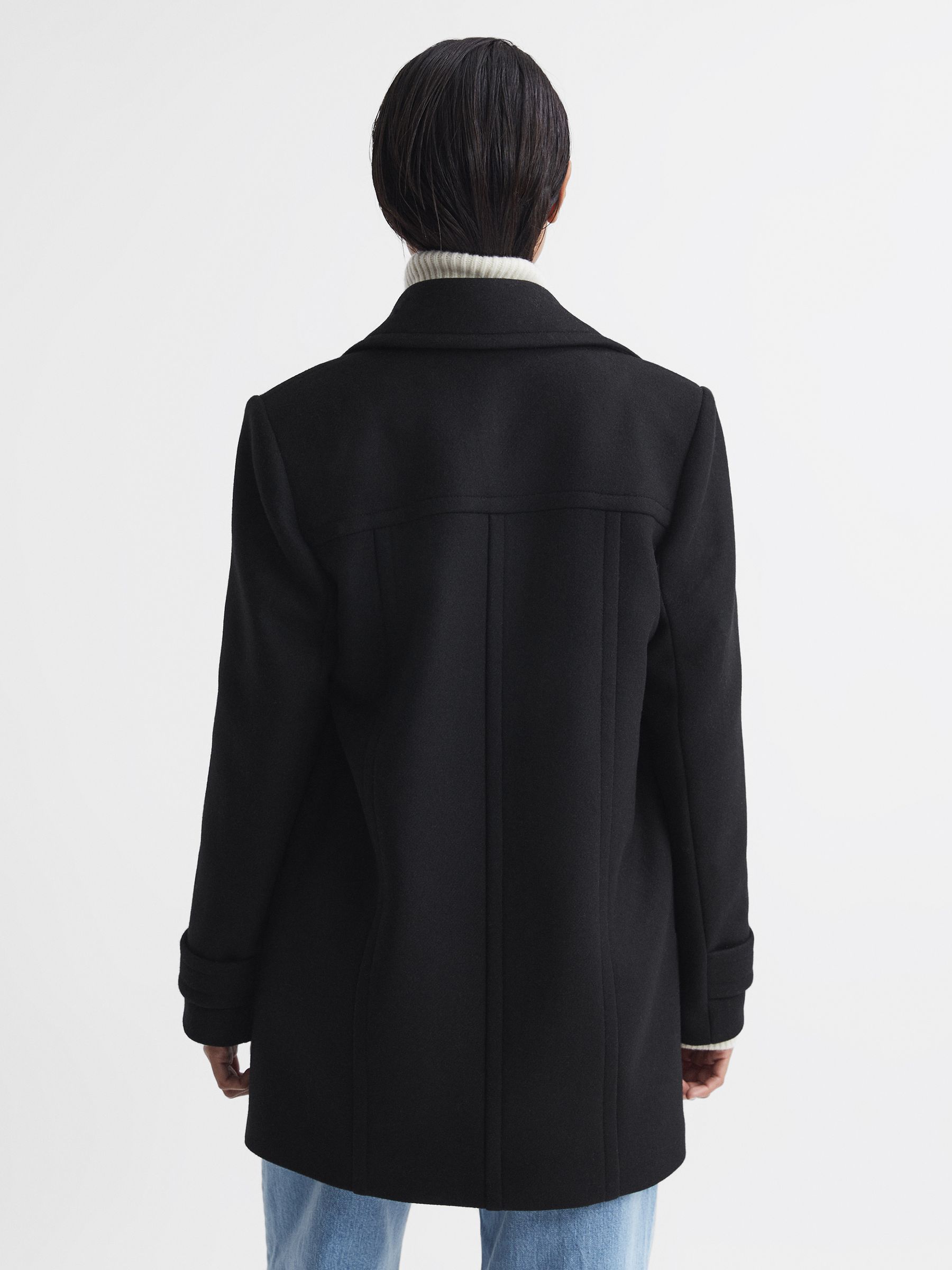 Wool Blend Double Breasted Coat in Black - Image 5 of 5