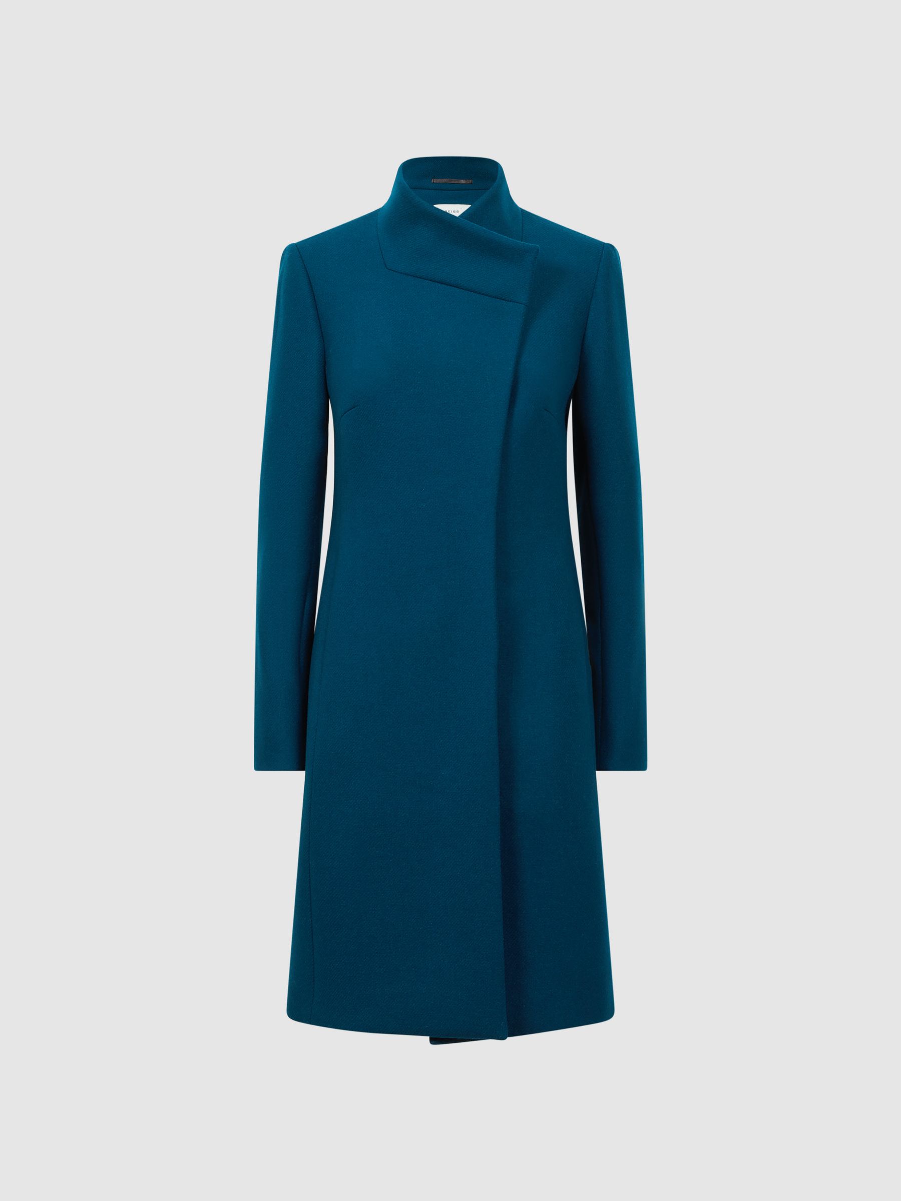 Wool Blend Mid-Length Coat in Teal - Image 2 of 5