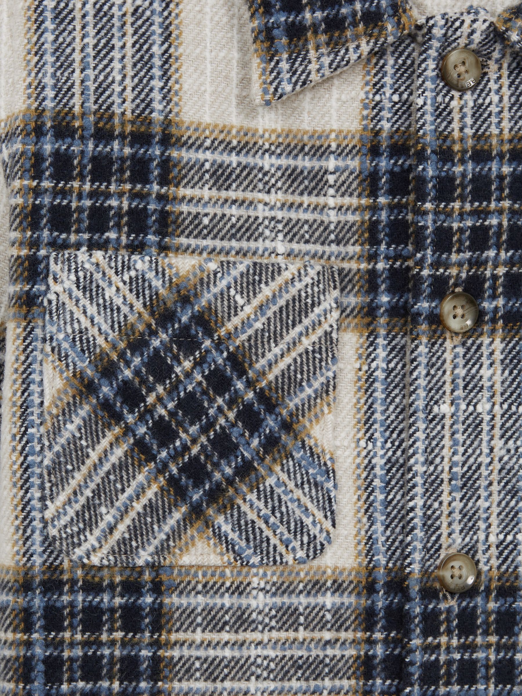 Senior Large Check Twill Overshirt in Blue/Ecru - Image 8 of 8