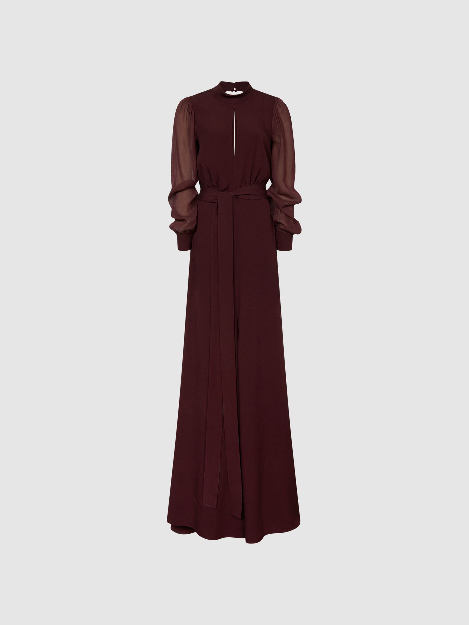 Long Sleeve Maxi Dress in Burgundy - Image 2 of 6
