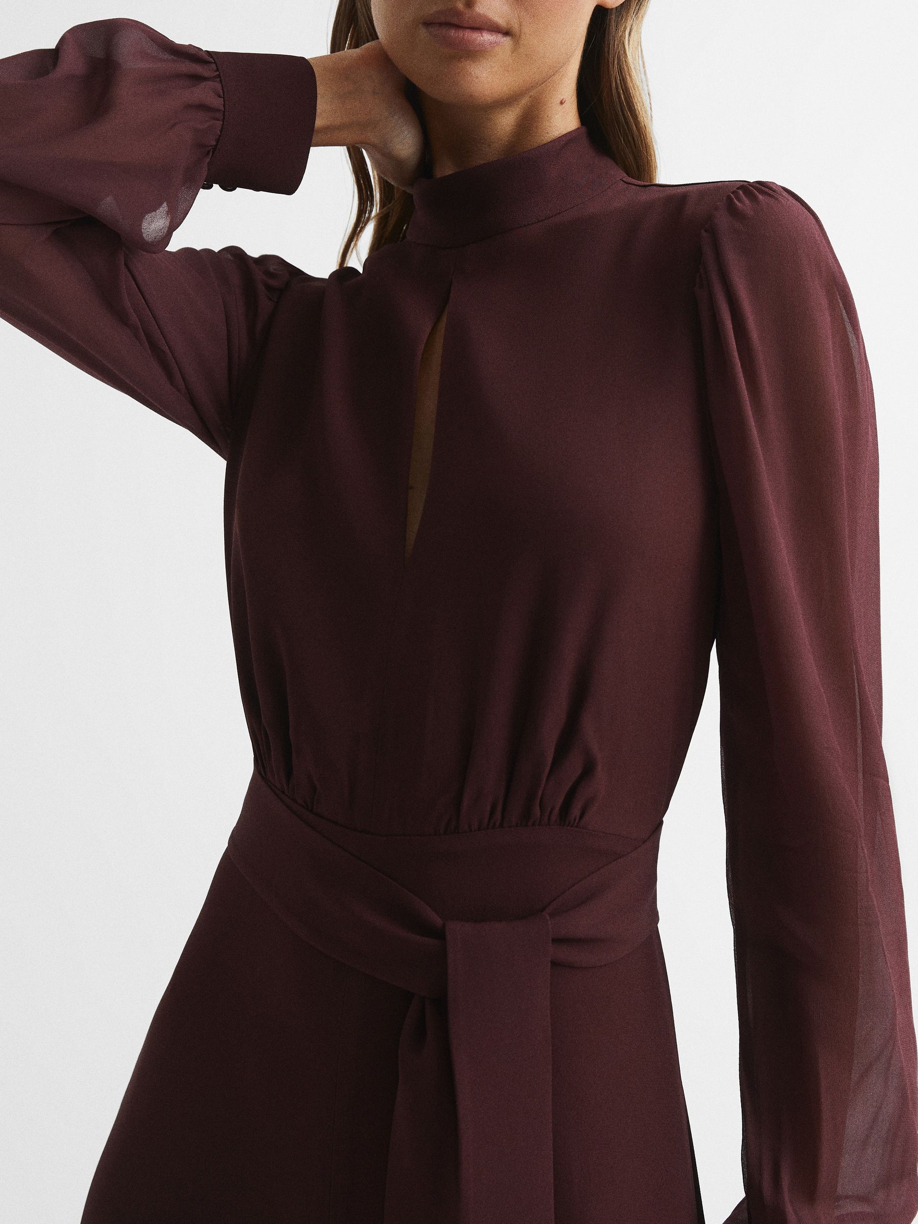Long Sleeve Maxi Dress in Burgundy - Image 4 of 6