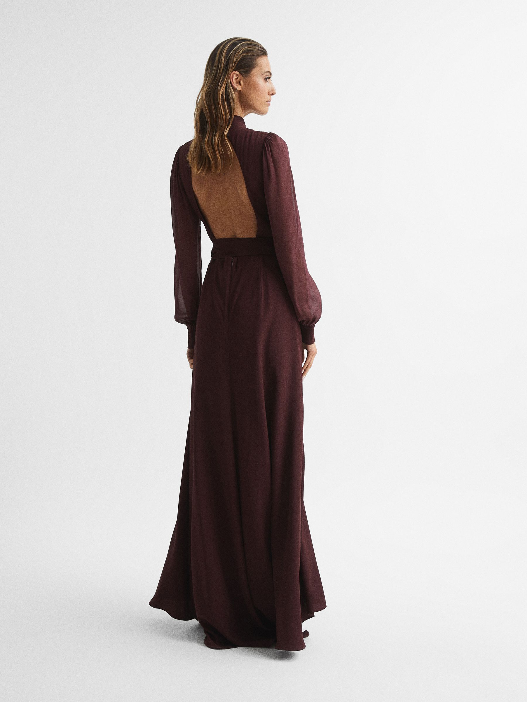 Long Sleeve Maxi Dress in Burgundy - Image 5 of 6