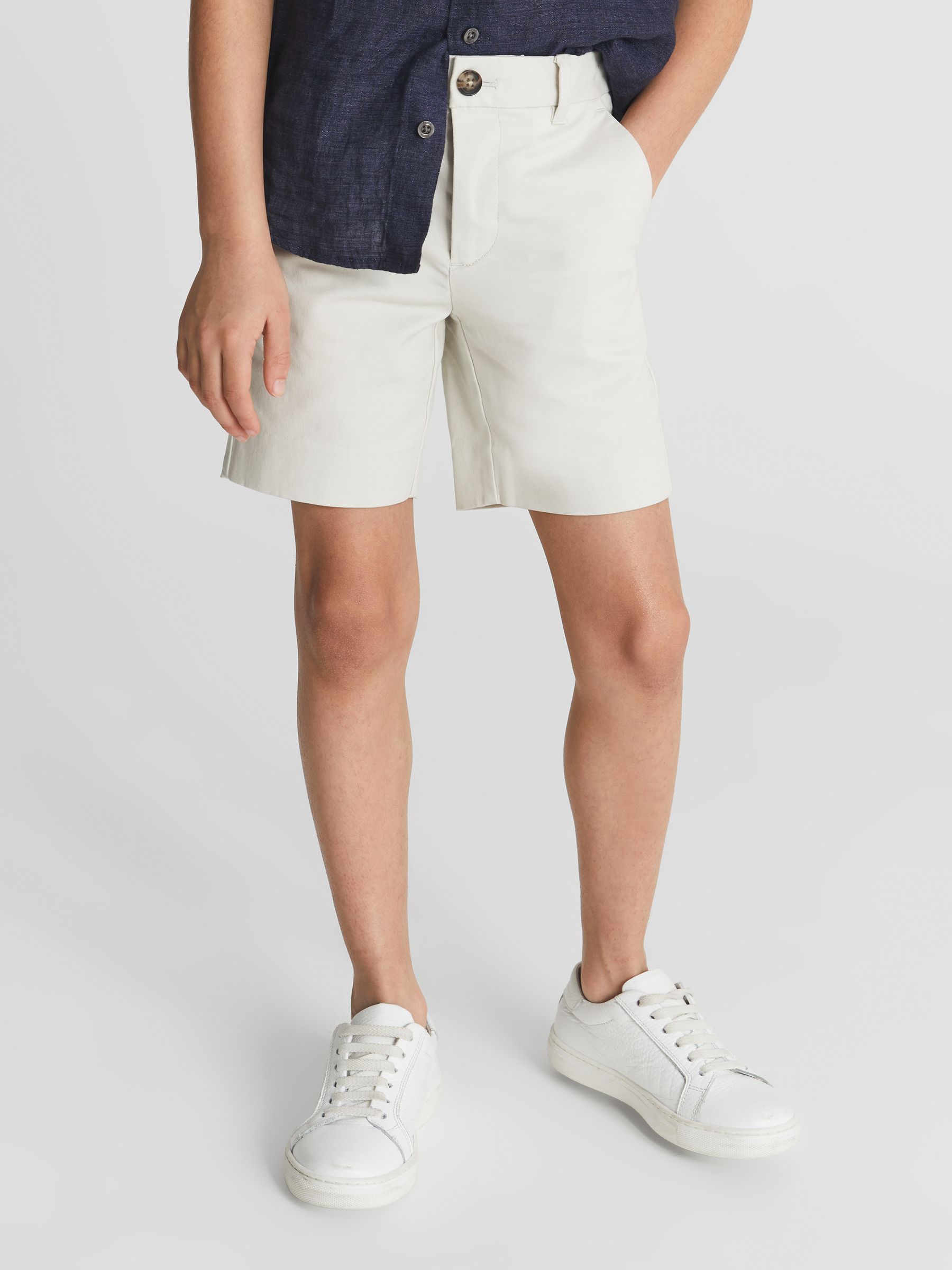 Junior Casual Chino Shorts in Chalk - Image 1 of 6