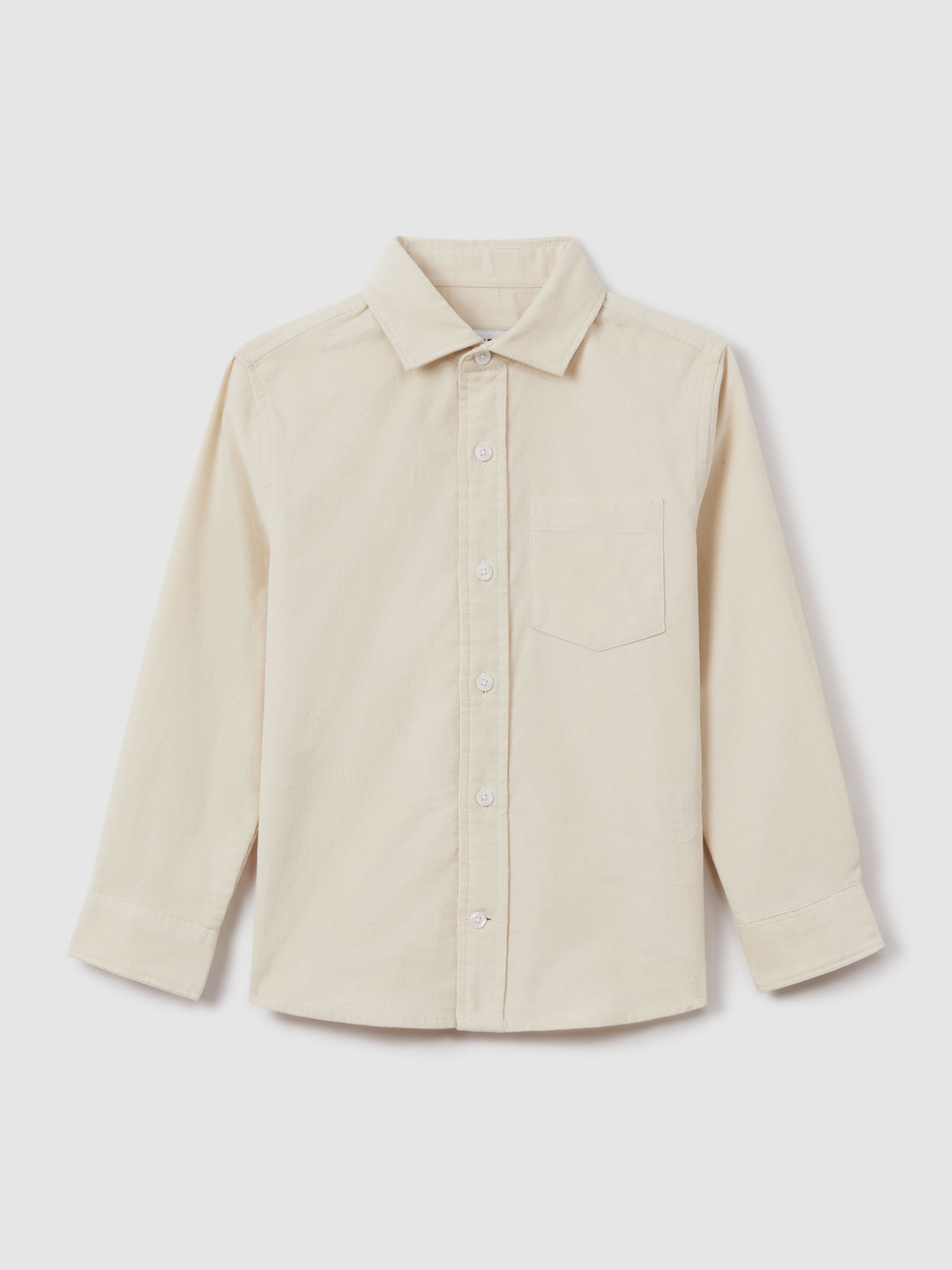 9-13 yrs Corduroy Cutaway Collar Shirt in White - Image 2 of 7