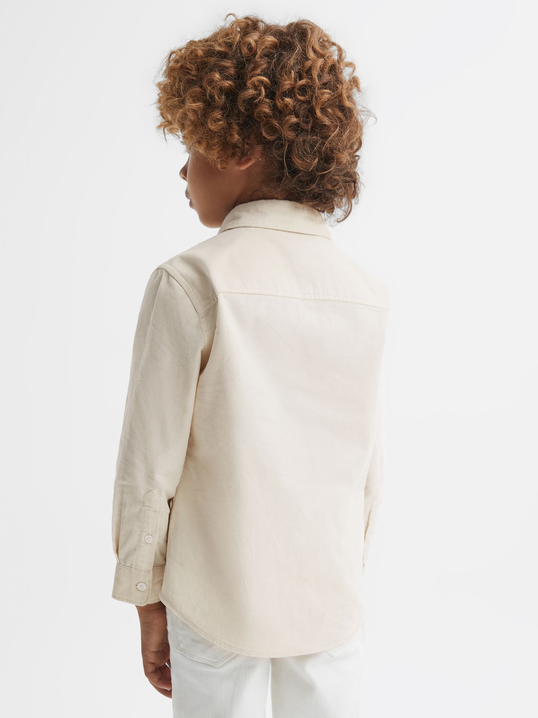9-13 yrs Corduroy Cutaway Collar Shirt in White - Image 5 of 7