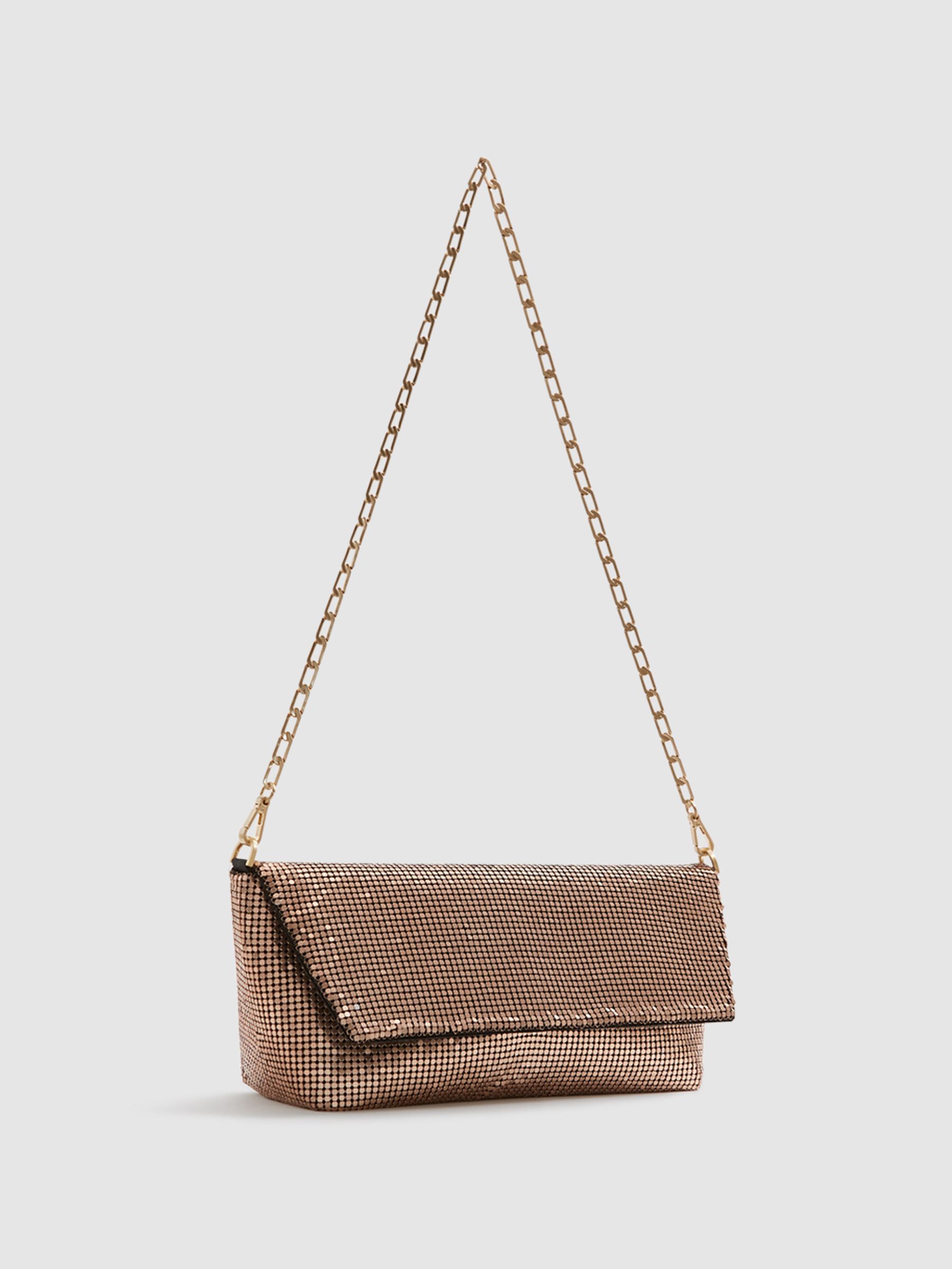 Bead Embellished Chain Strap Clutch in Bronze - Image 4 of 9