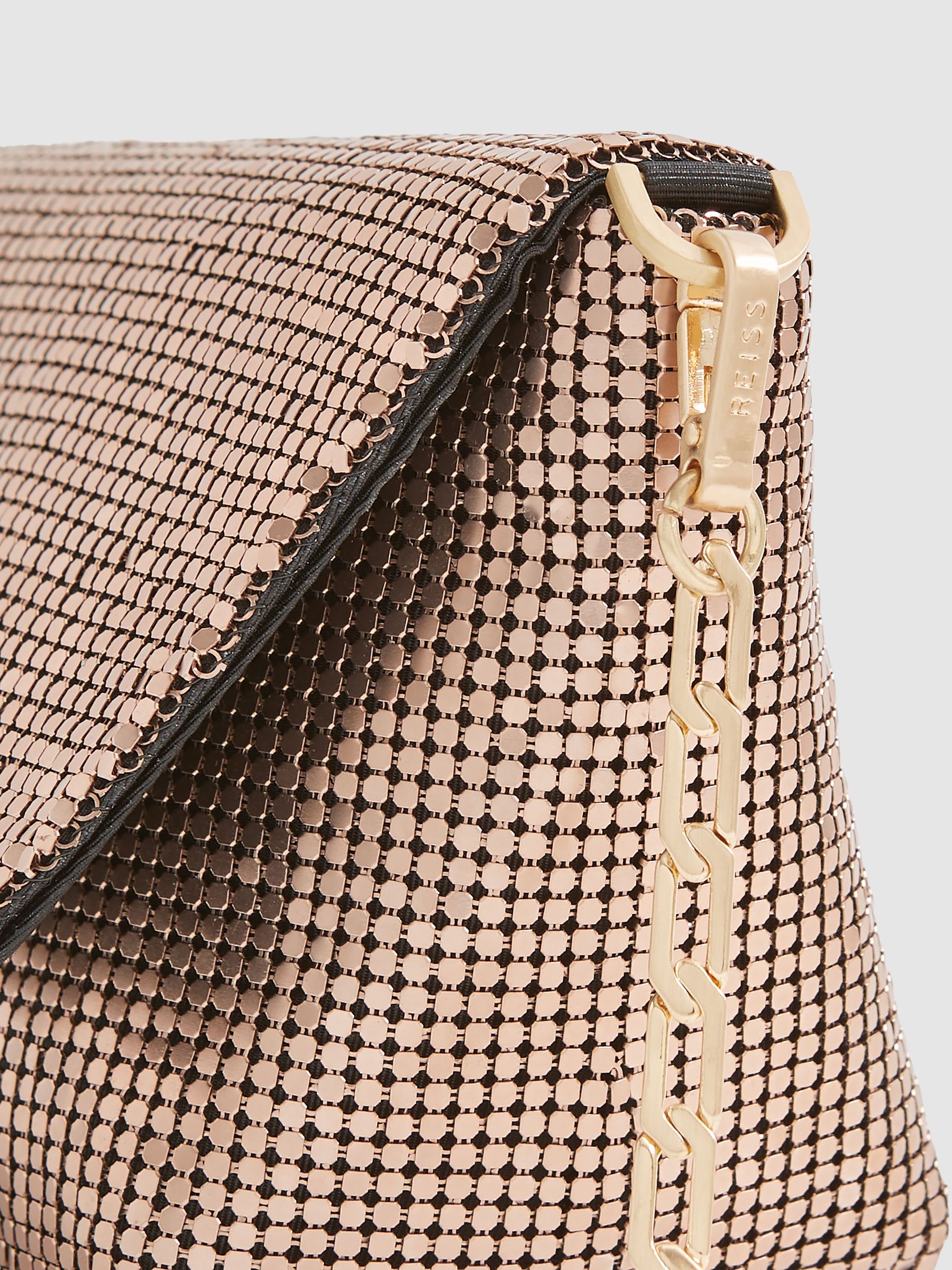 Bead Embellished Chain Strap Clutch in Bronze - Image 8 of 9