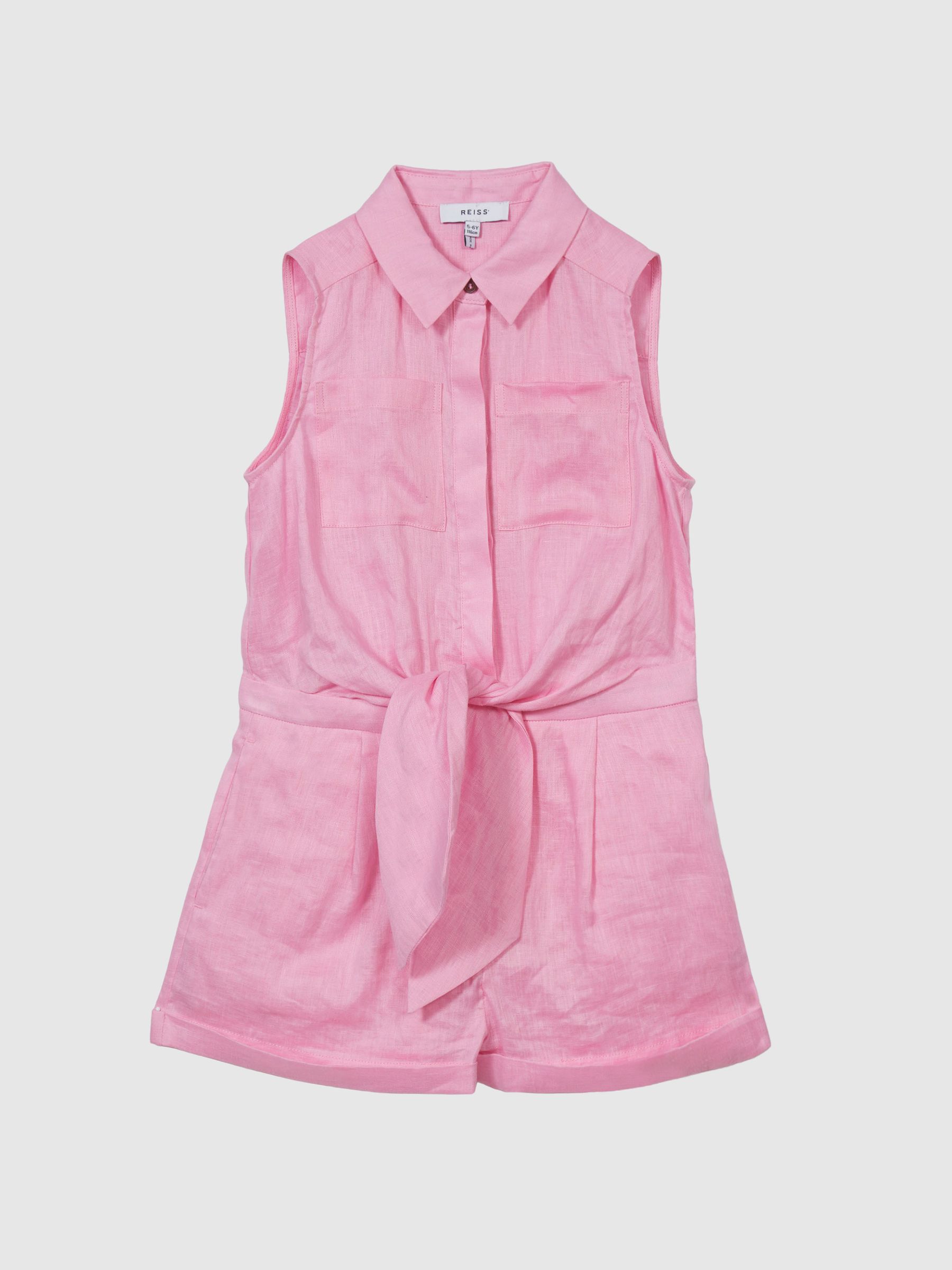 Linen Playsuit in Pink - Image 2 of 6