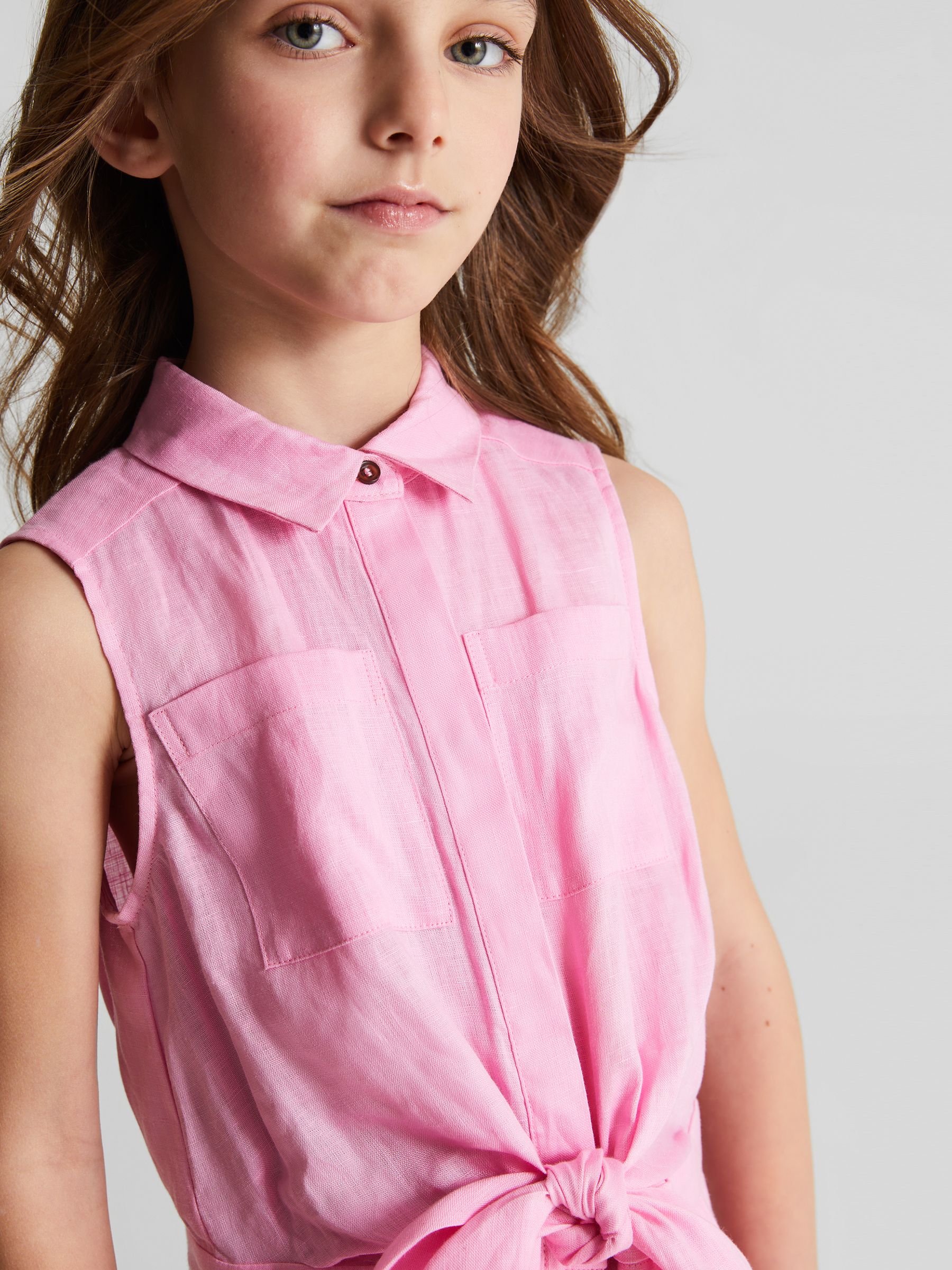 Linen Playsuit in Pink - Image 3 of 6