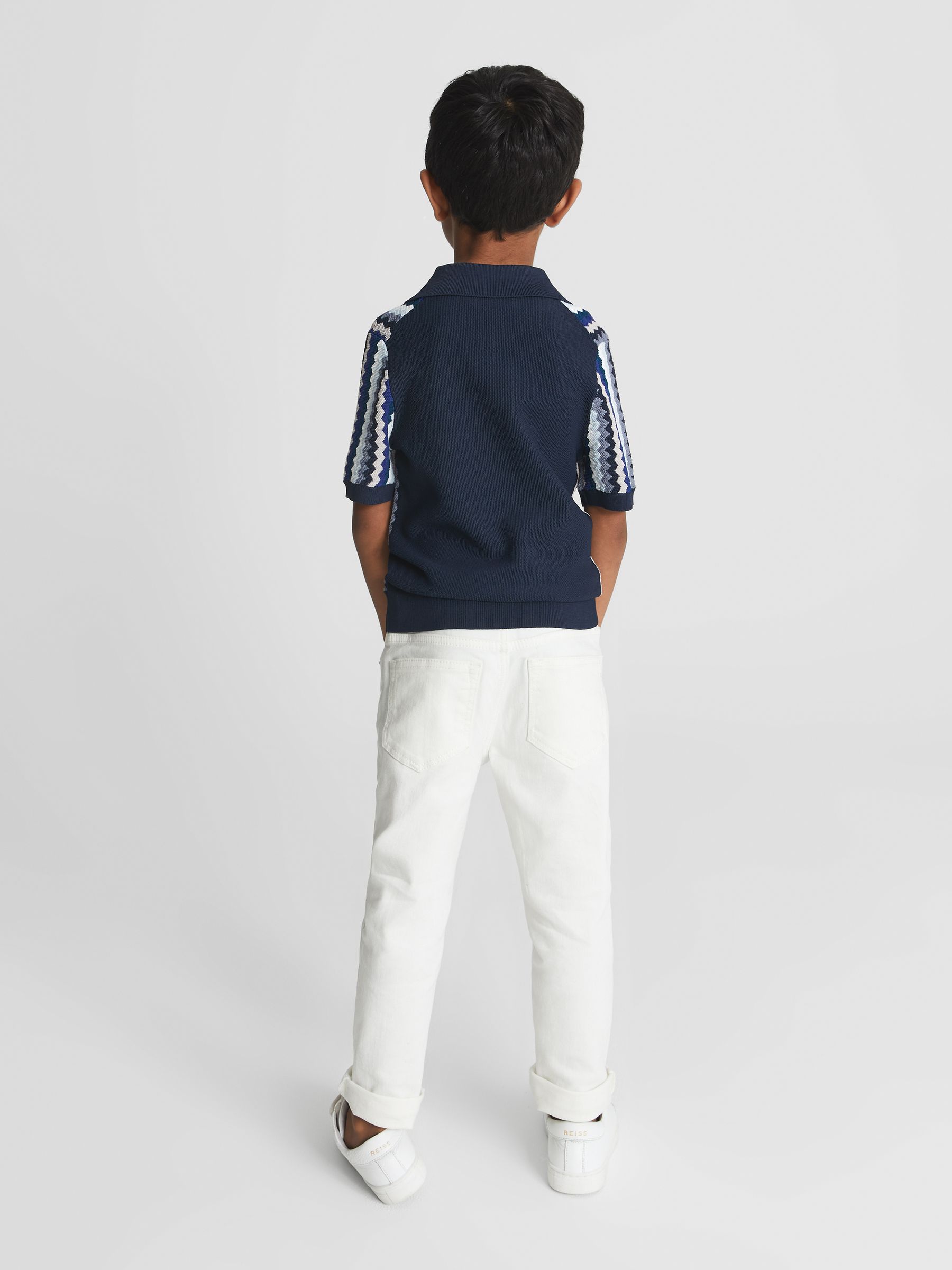 Half Zip Polo T-Shirt in Navy - Image 5 of 6