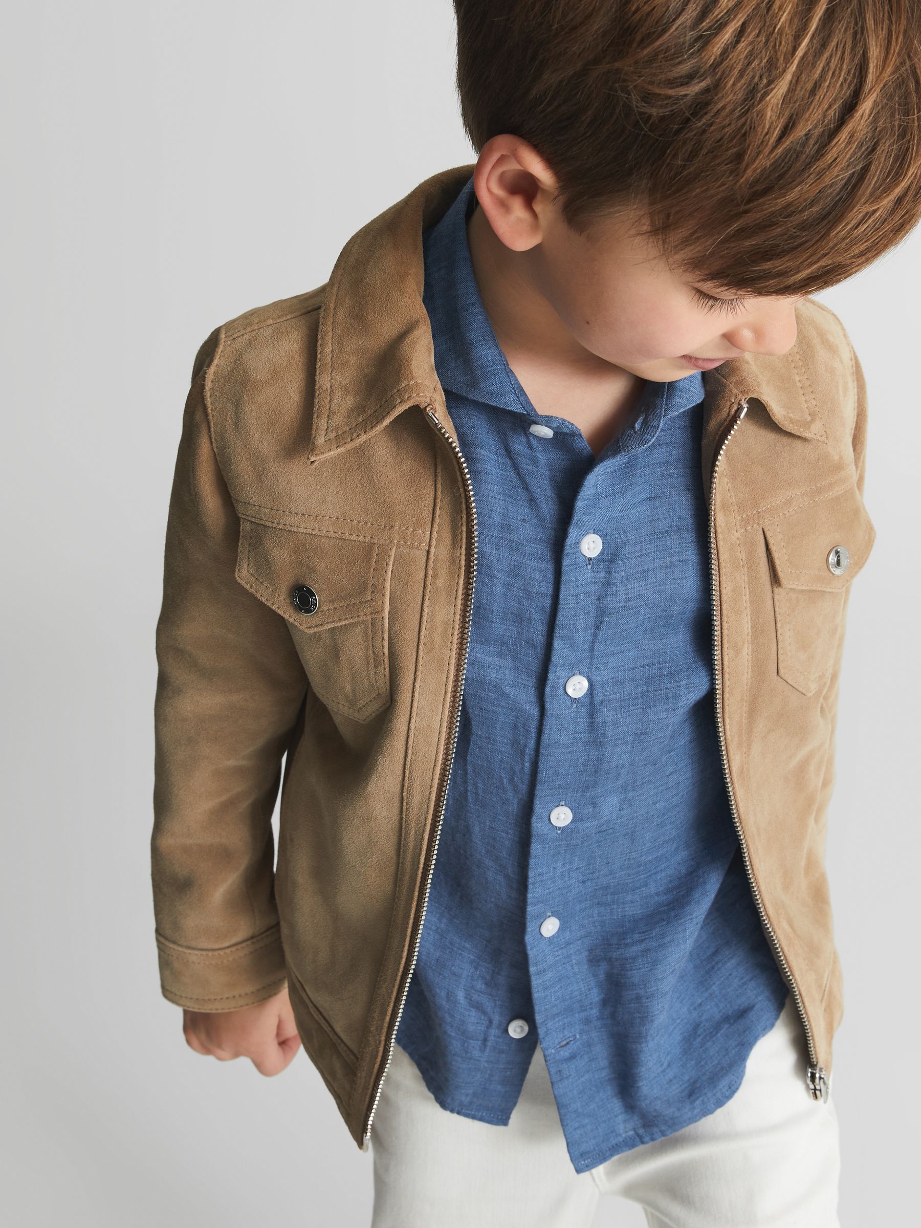 Linen Regular Fit Shirt in Cornflower Blue - Image 1 of 5