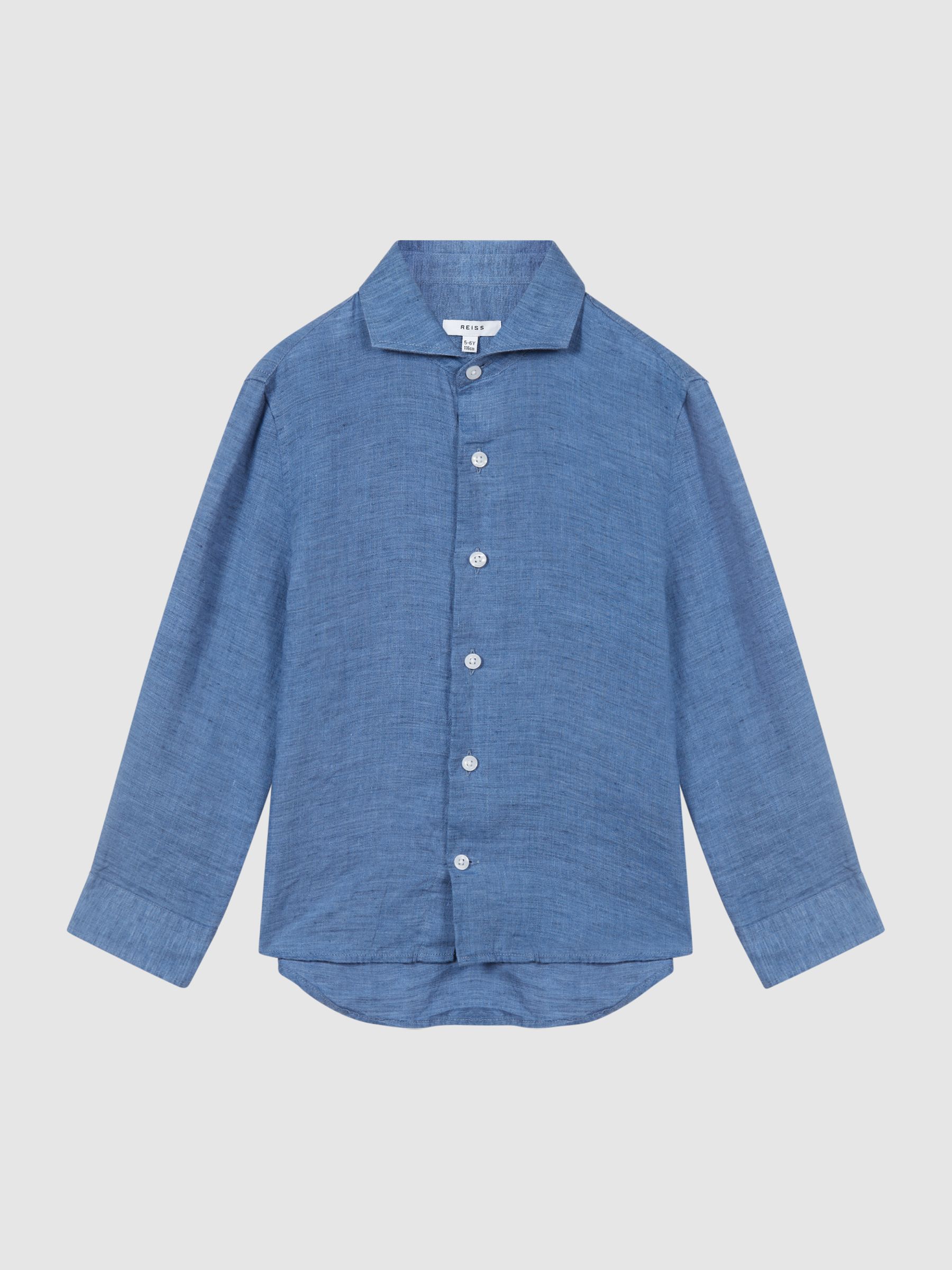 Linen Regular Fit Shirt in Cornflower Blue - Image 2 of 5