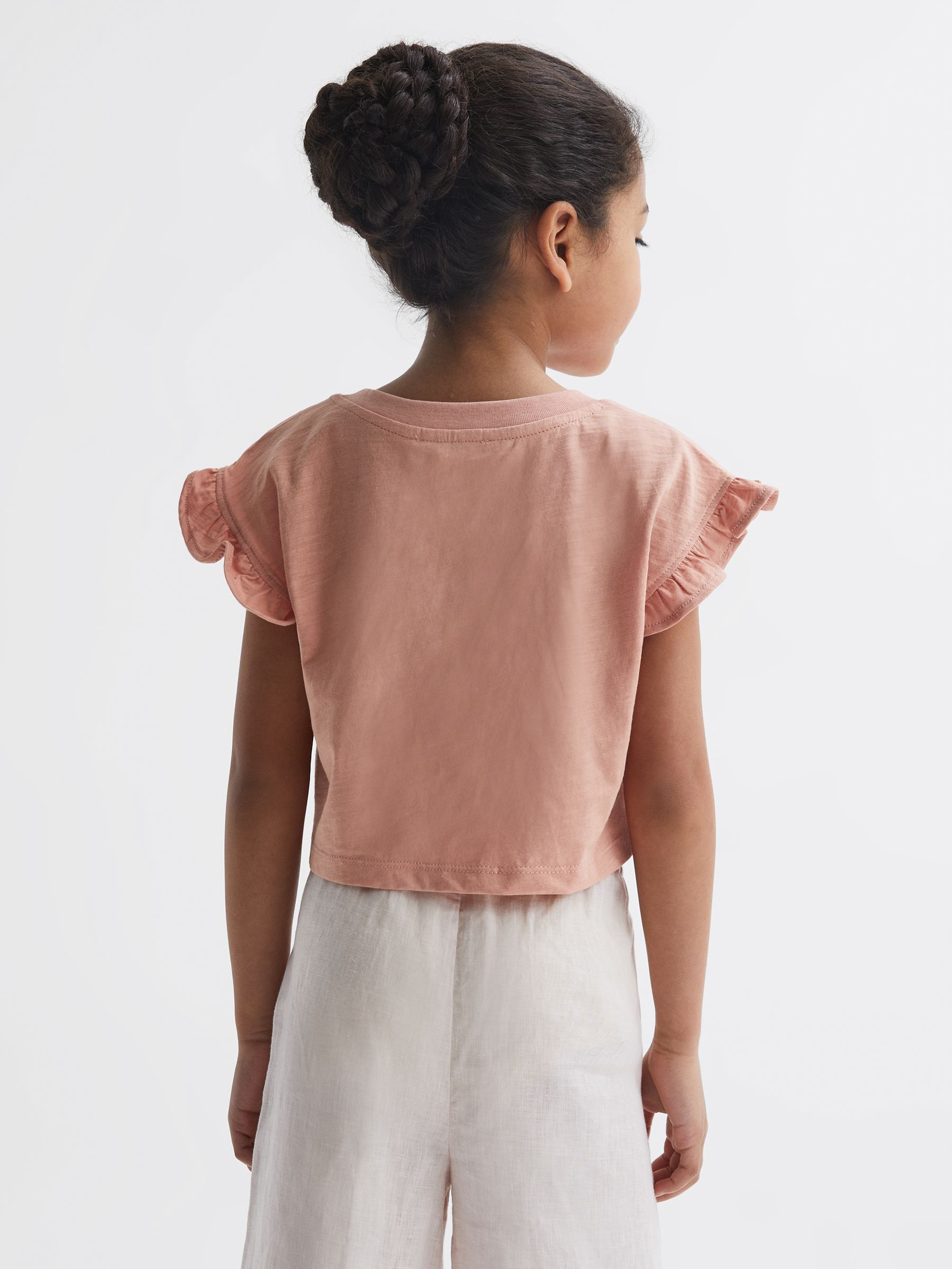 Senior Two Pack Ruffle Sleeve Cropped T-Shirts in Multi - Image 5 of 10