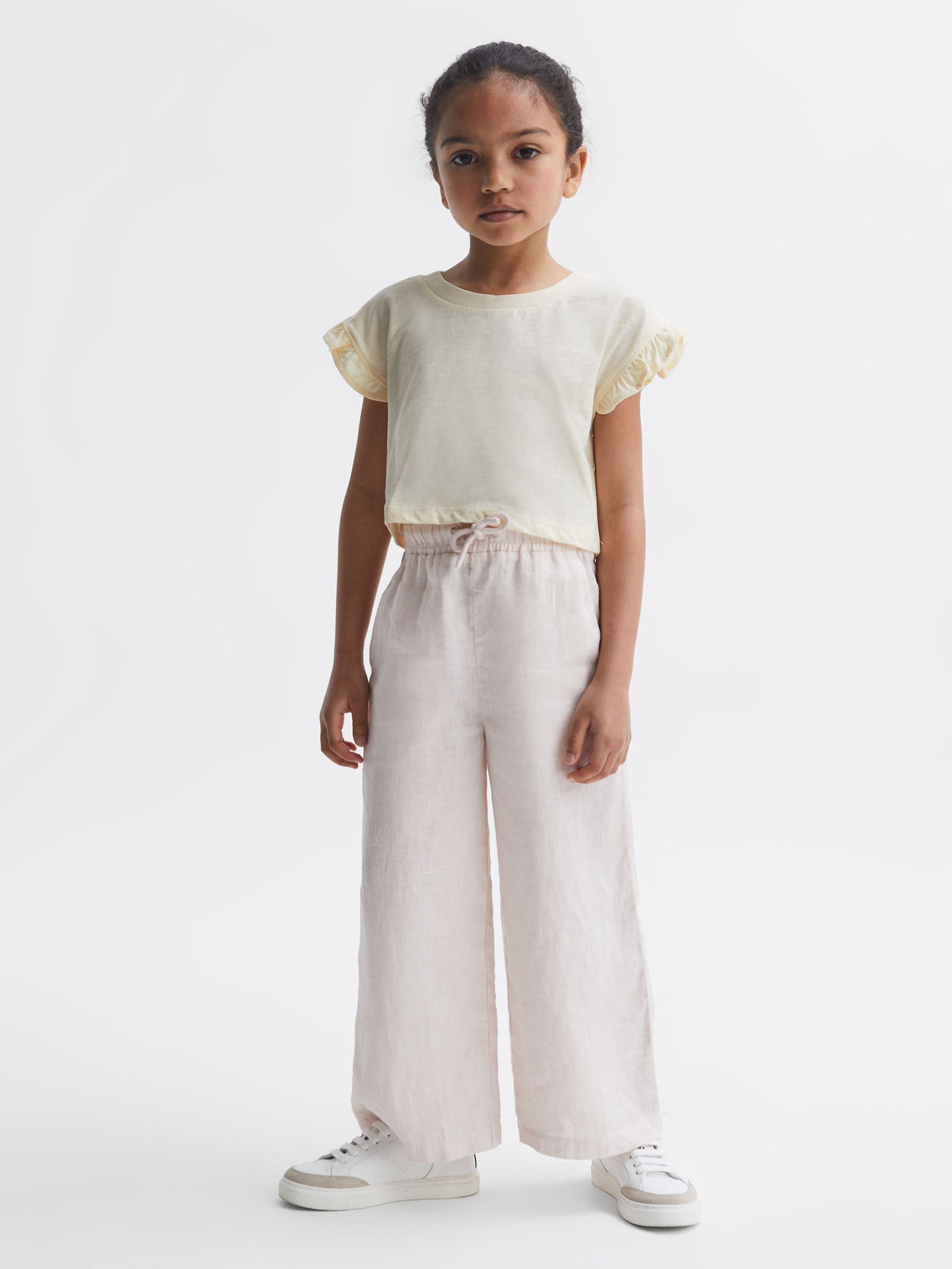 4-9 yrs Two Pack Ruffle Sleeve Cropped T-Shirts in Multi - Image 6 of 11