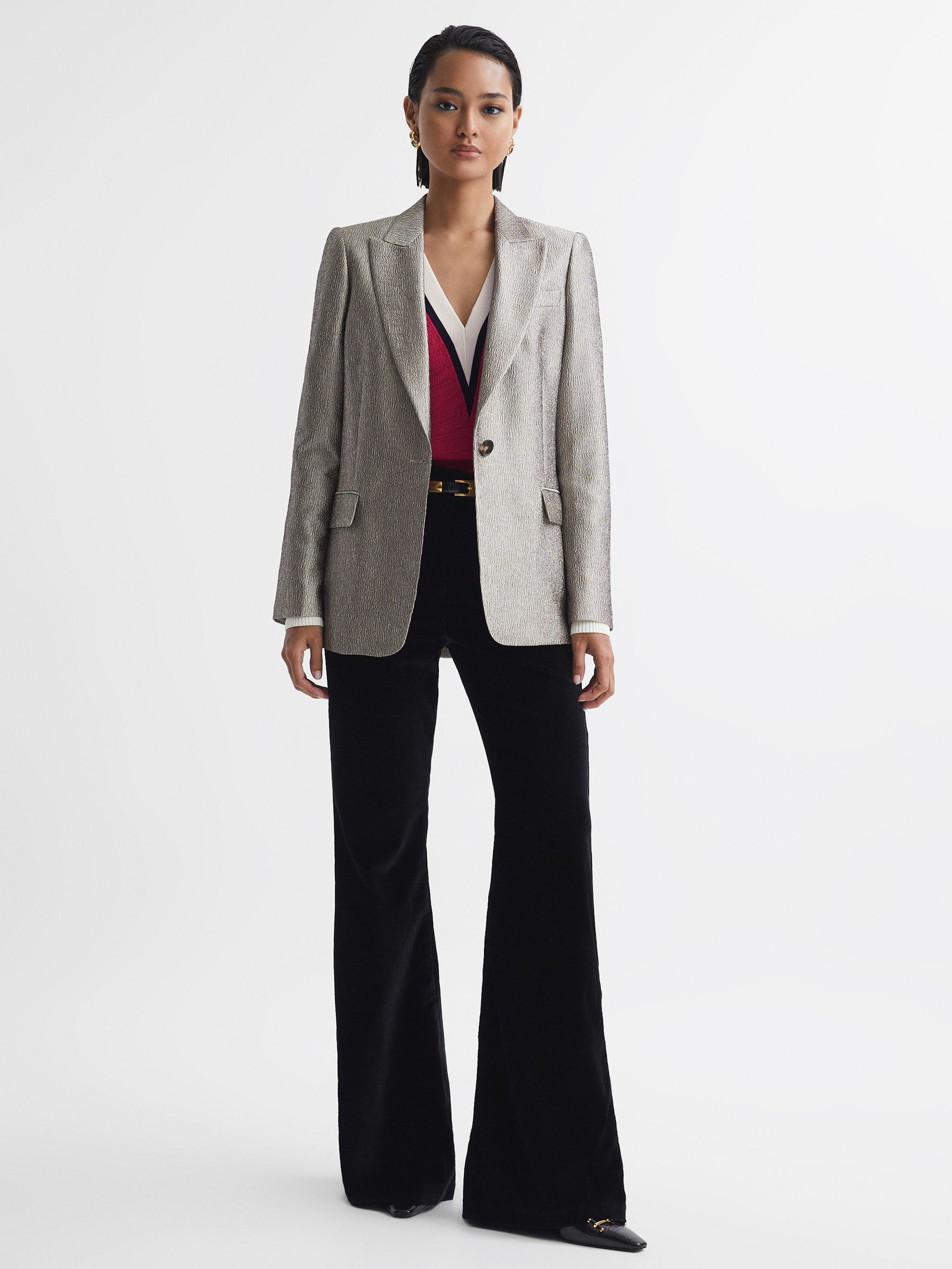 Contrast Trim Knitted Jumper in Pink/Ivory - Image 3 of 6