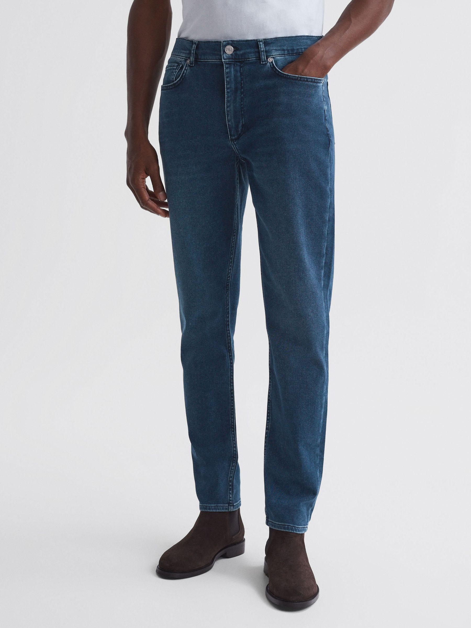 Slim Fit Jersey Jeans in Indigo - Bild 1 av 4