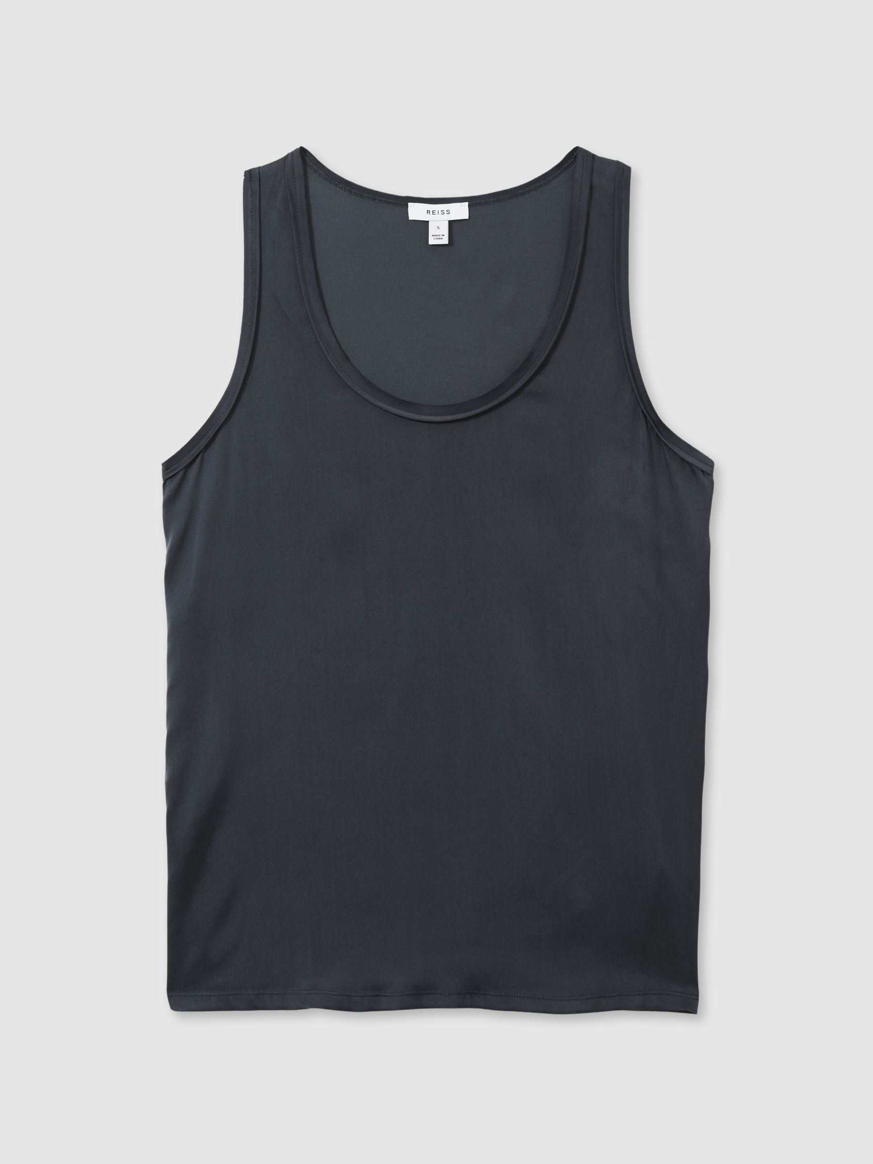 Silk Front Vest in Navy - Image 2 of 6
