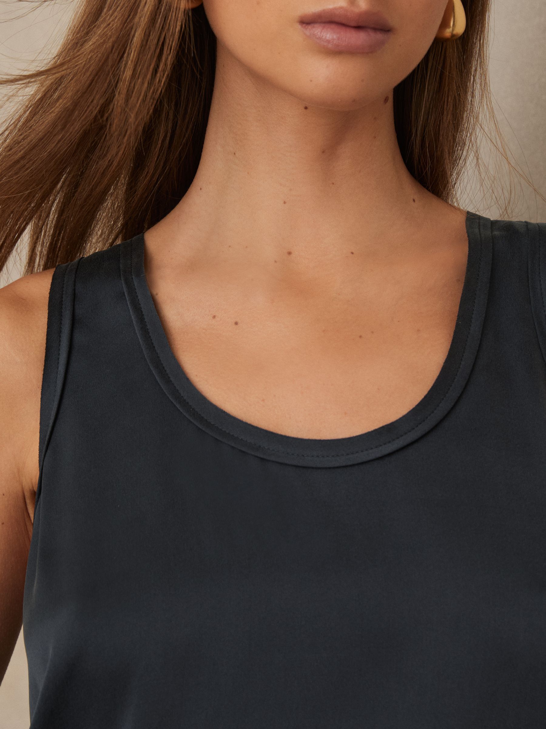 Silk Front Vest in Navy - Image 4 of 6
