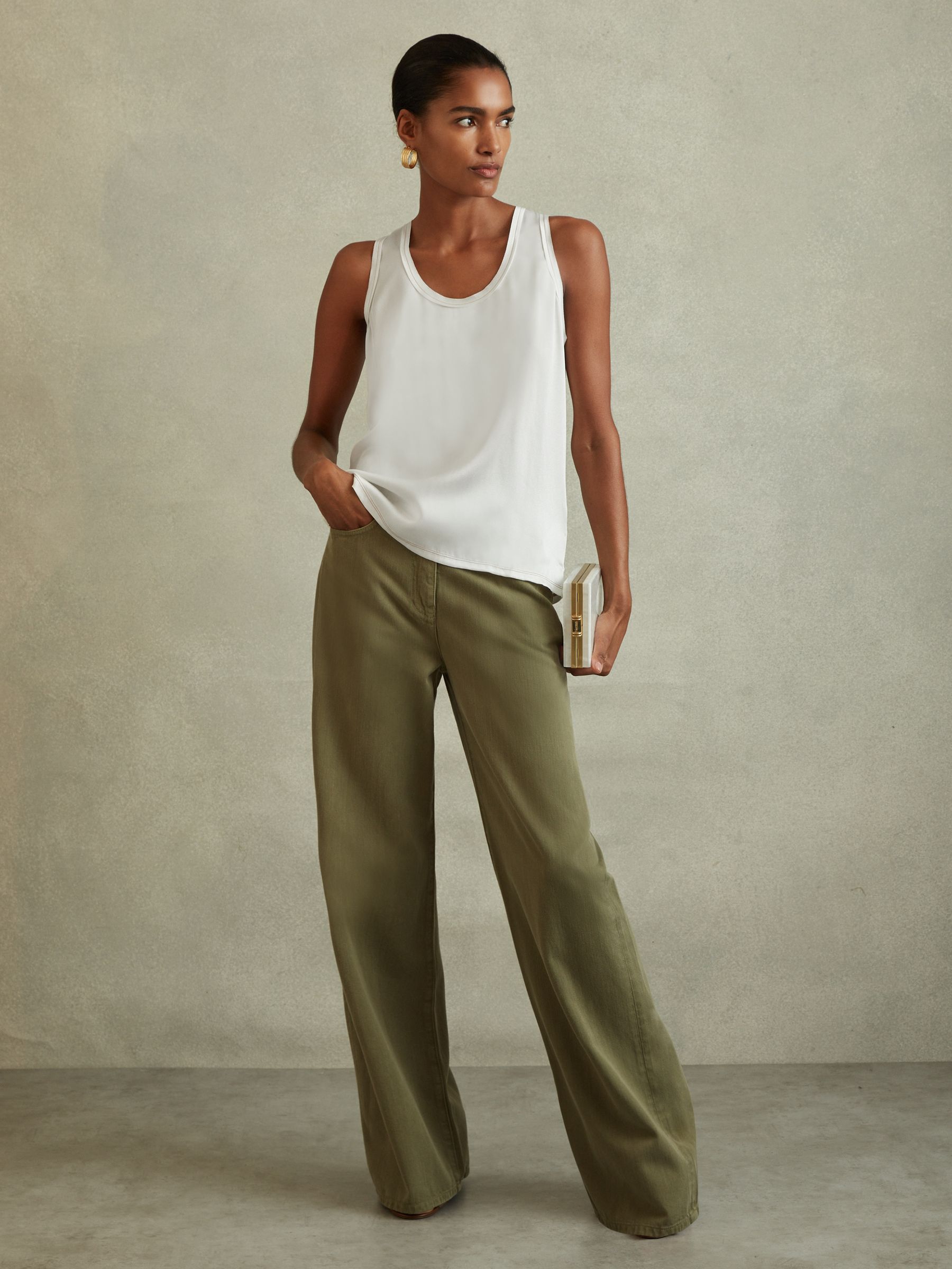Silk Front Vest in White - Image 1 of 5