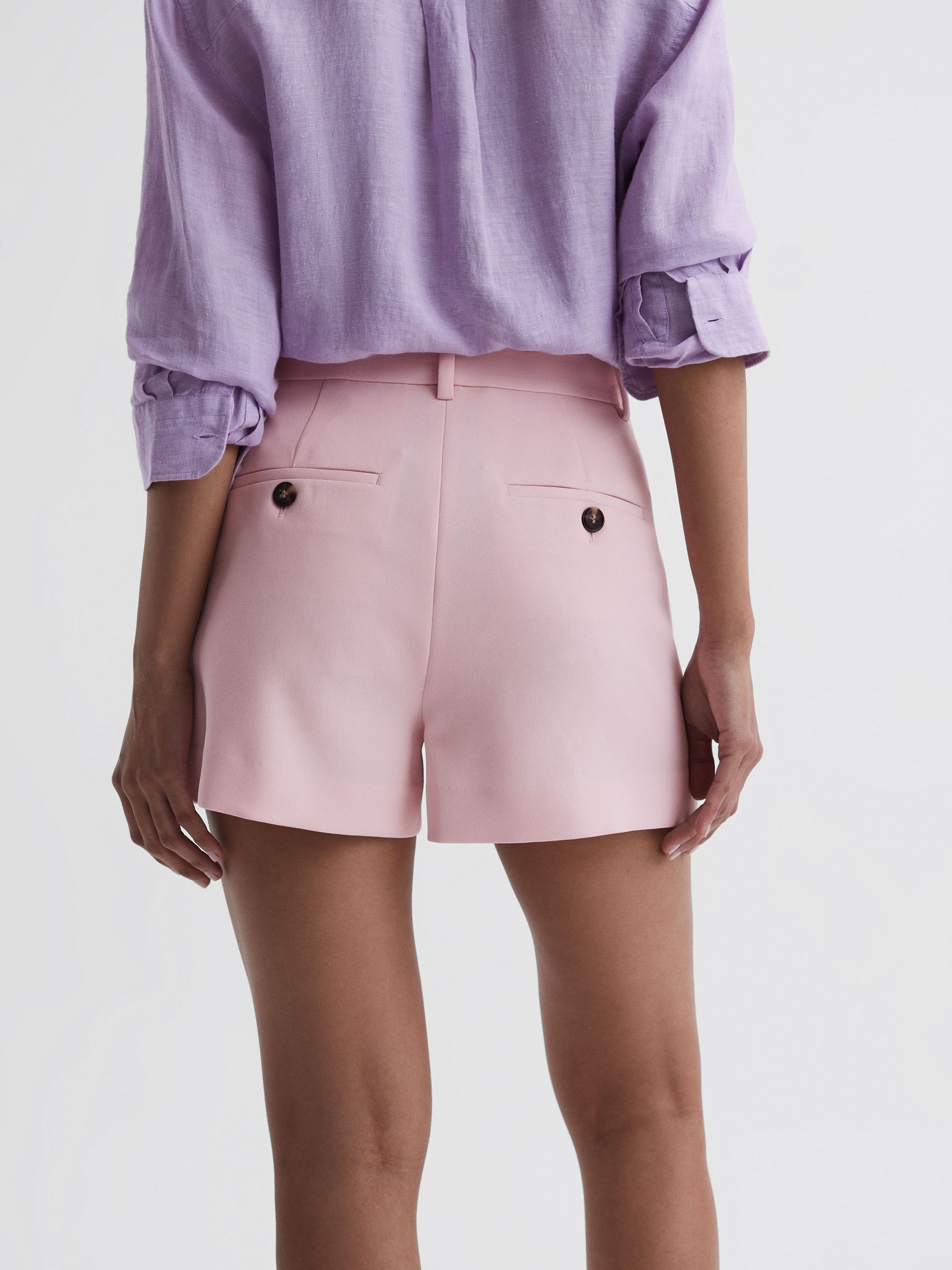 Pleated Tailored Shorts in Pink - Image 4 of 4