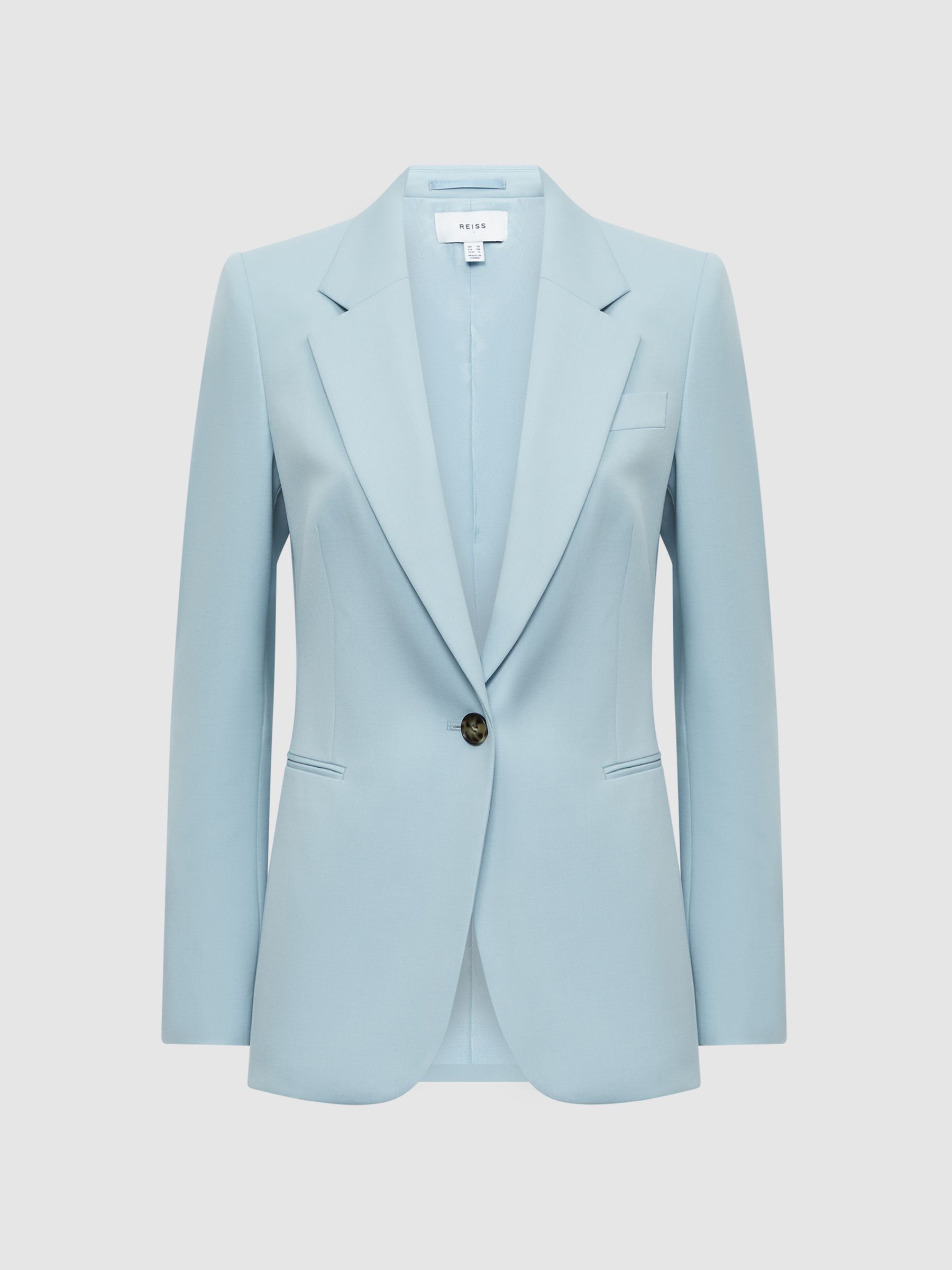 Single Breasted Wool Blend Blazer in Blue - Image 2 of 6 Single Breasted Wool Blend Blazer in Blue - Image 2 of 6